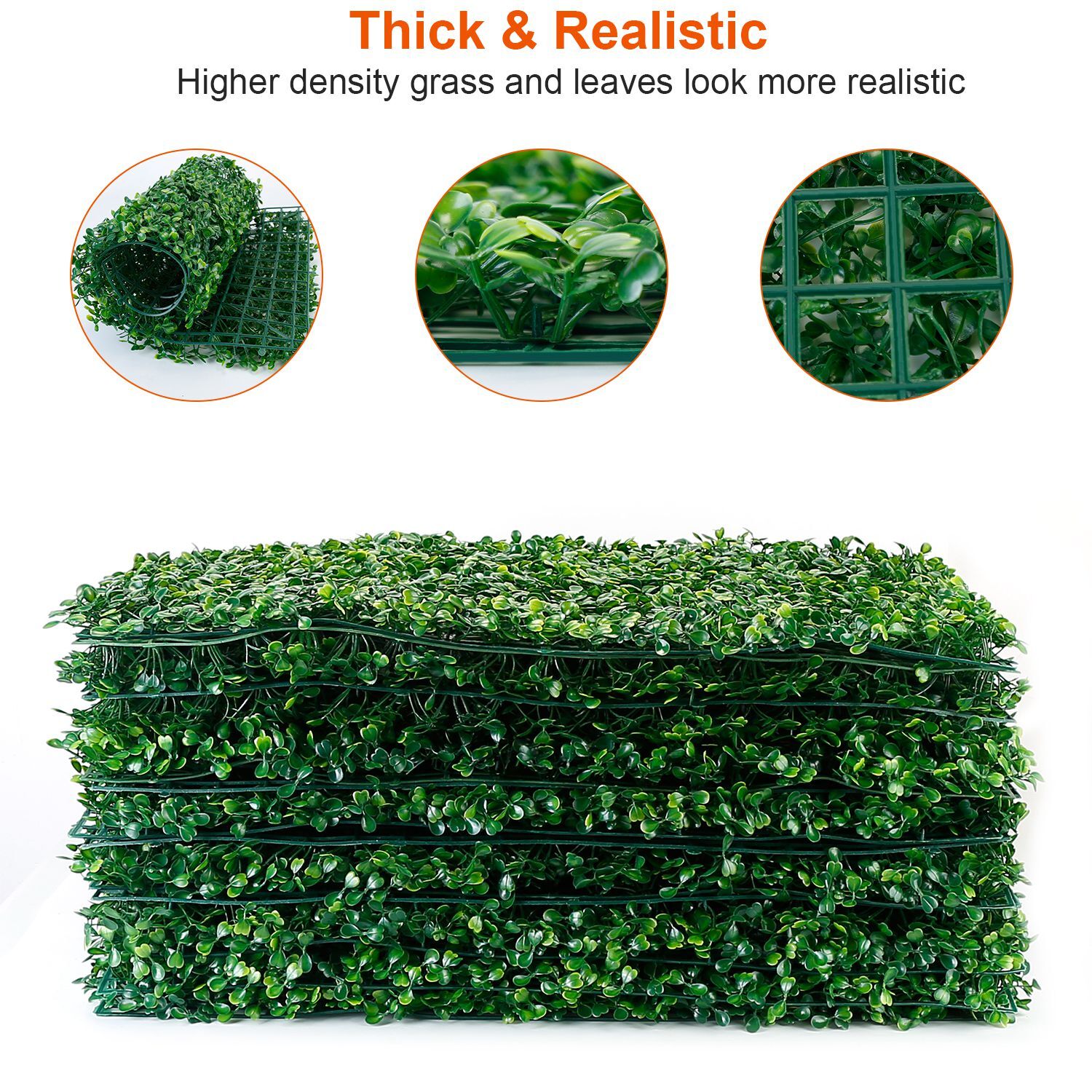 12Pcs 24″ x16″ Artificial Boxwood Mat Turf Grass Mat Privacy Fence Panel Grass