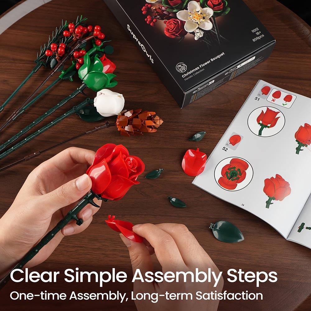 High-Quality All-Age Strong Quick-Assembly Realistic Flower Bouquet Building Set