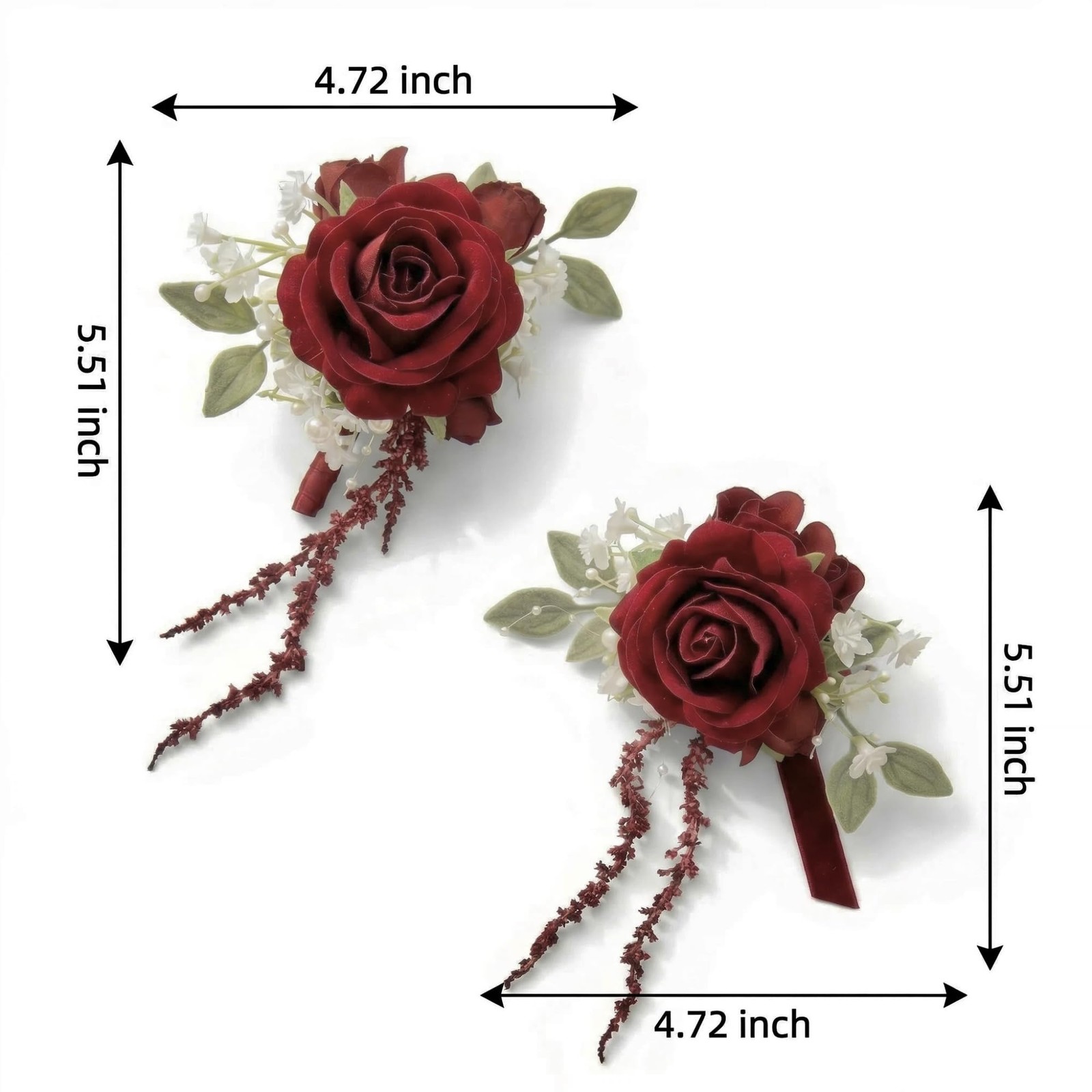 Red Rose Wrist Corsage And Boutonniere Set Men Women Wedding Prom Party Prop