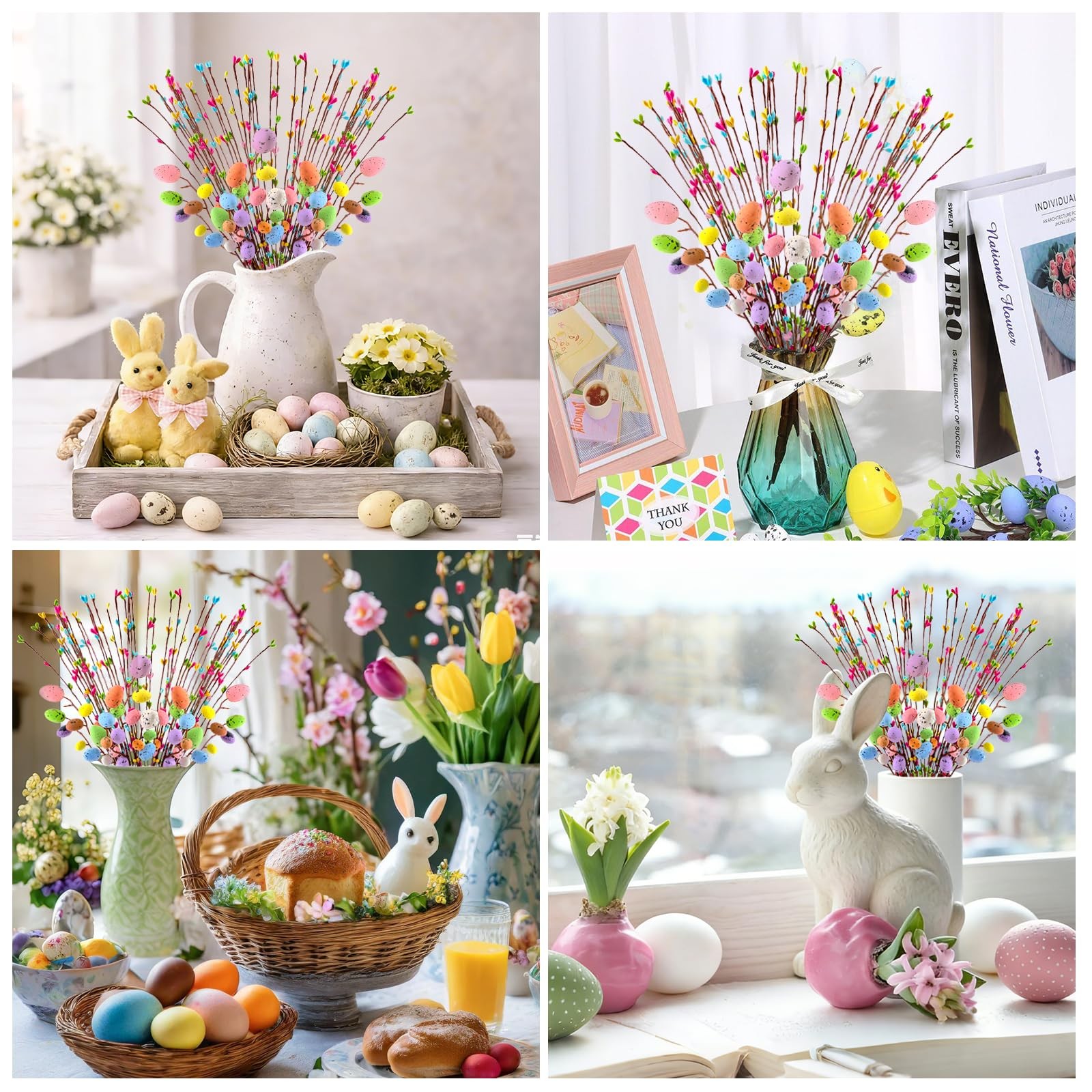 Artificial Easter Spray Vine Easter Eggs Picks Artificial Spring Floral Picks…