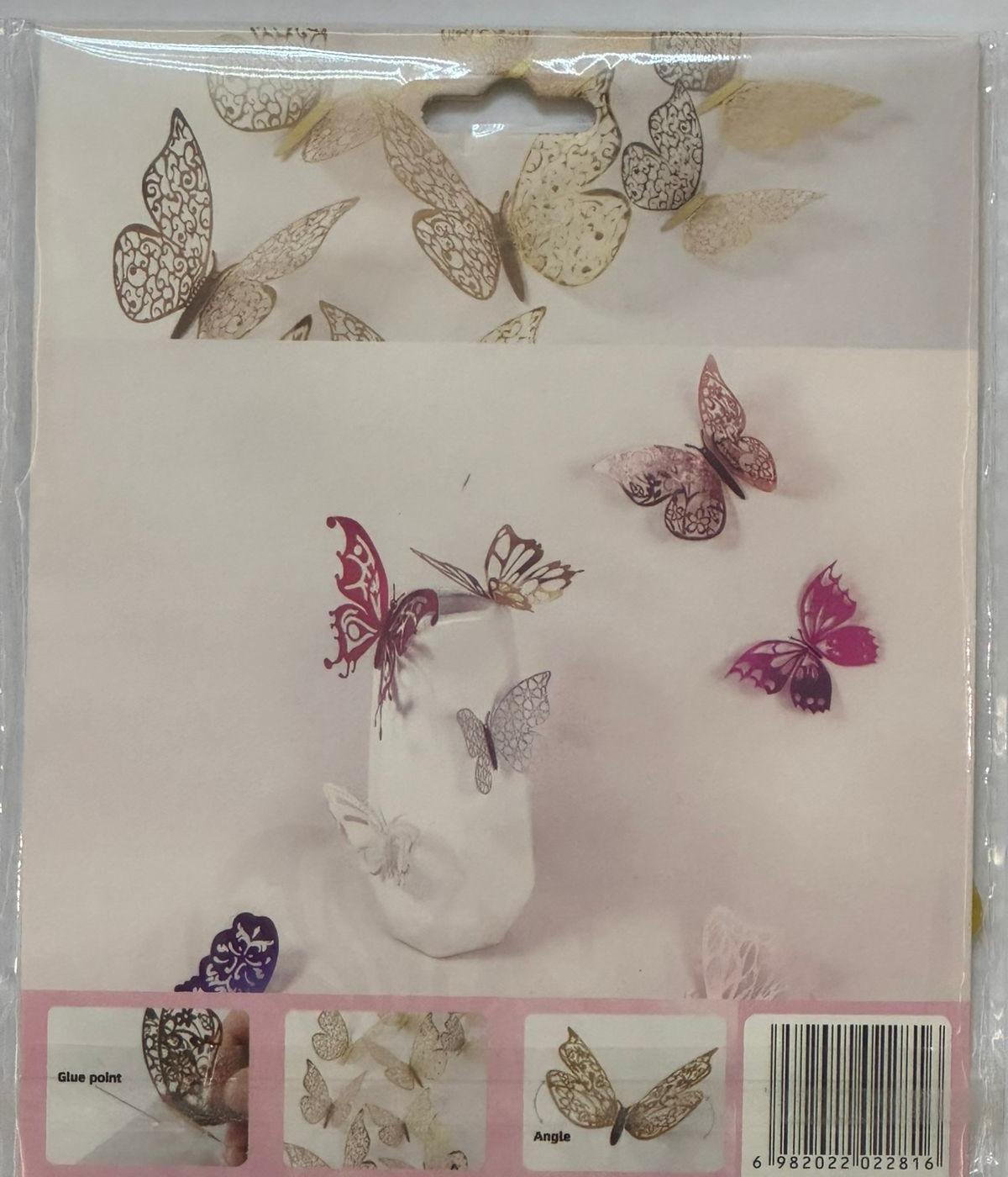3D gold butterfly wall decoration for parties and home decor, set of 12 pieces.