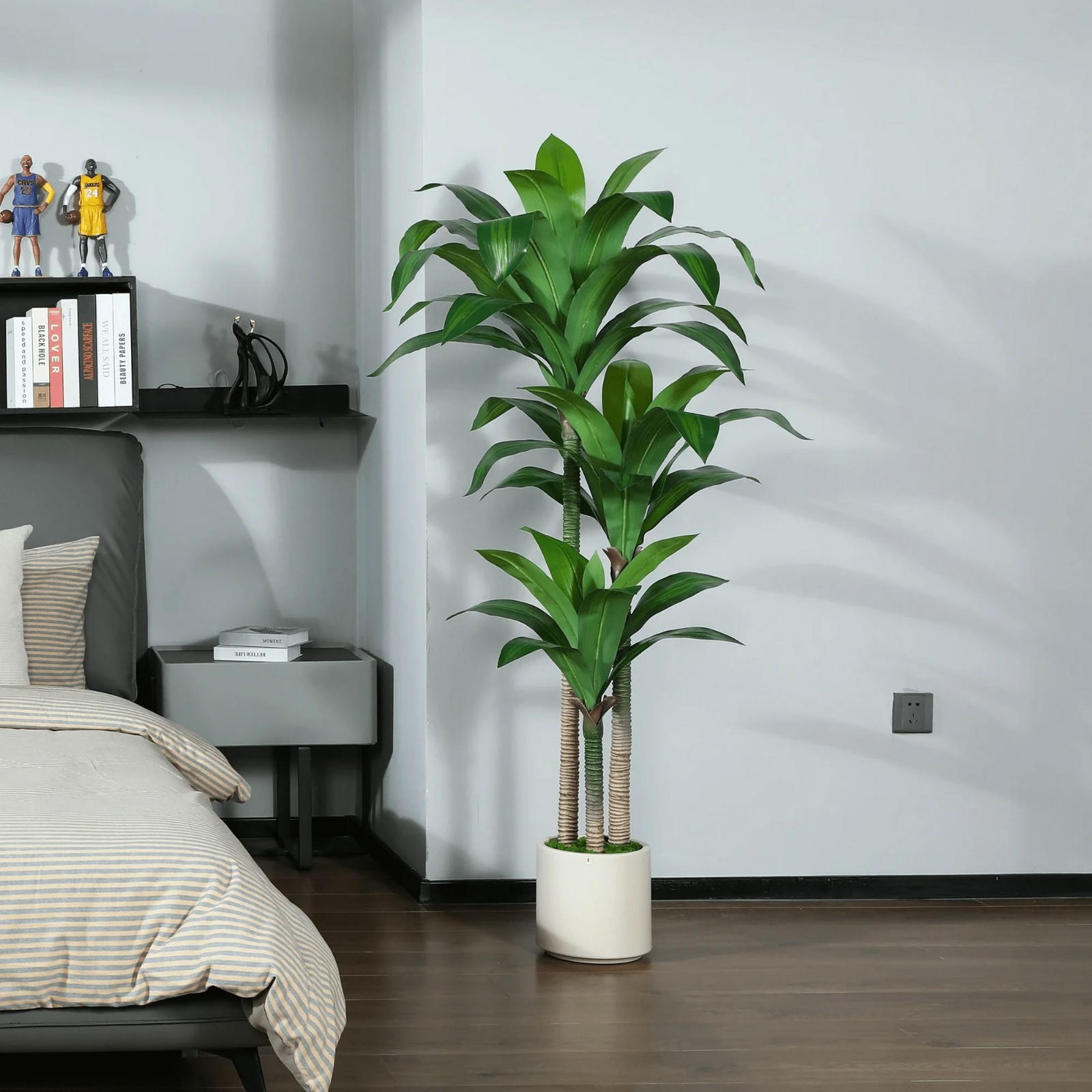 6FT Artificial Dracaena Tree Large White Planter Faux Indoor Plant