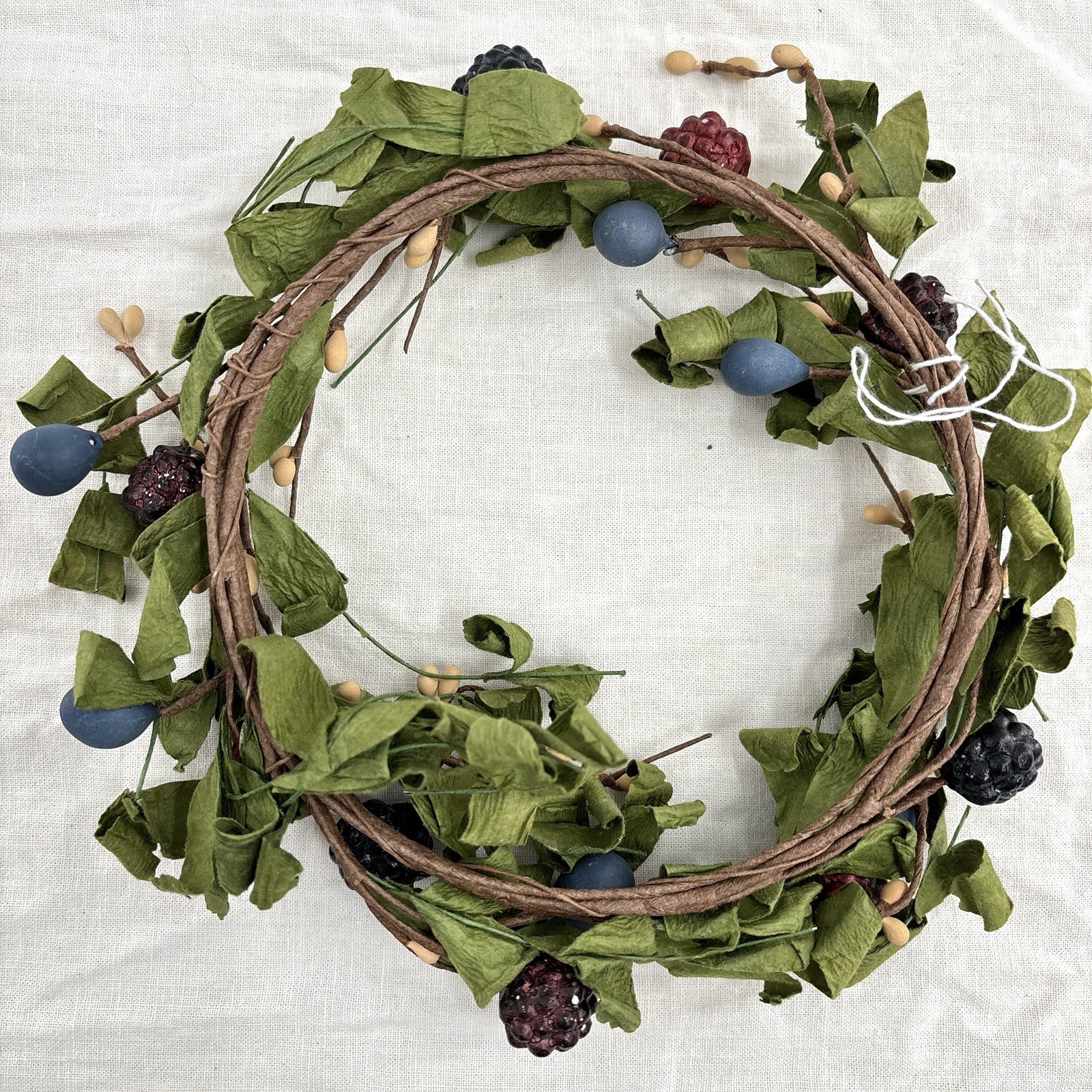 Blackberry Door Wreath Candle Ring Falling Leaves 6 inch Floral Decor