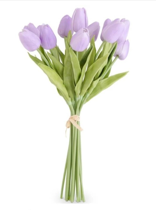 K&K Interiors Real Touch Mini Tulip Light Purple 11399B-PULT 13.5″ 12 Stem
