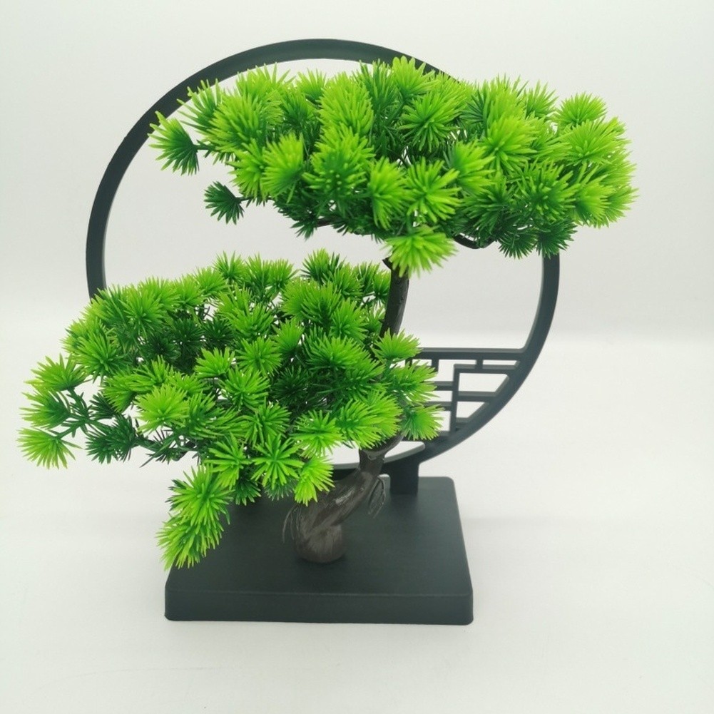 Artificial Pine Bonsai Plant for Desk Table Shelf Entryway 25cm Tall Green