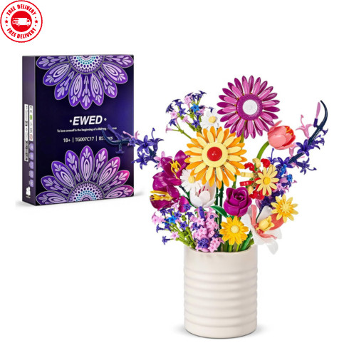 Sunflowers Bouquet Building Set for Mother’S Day, Artificial Flower Compatible w