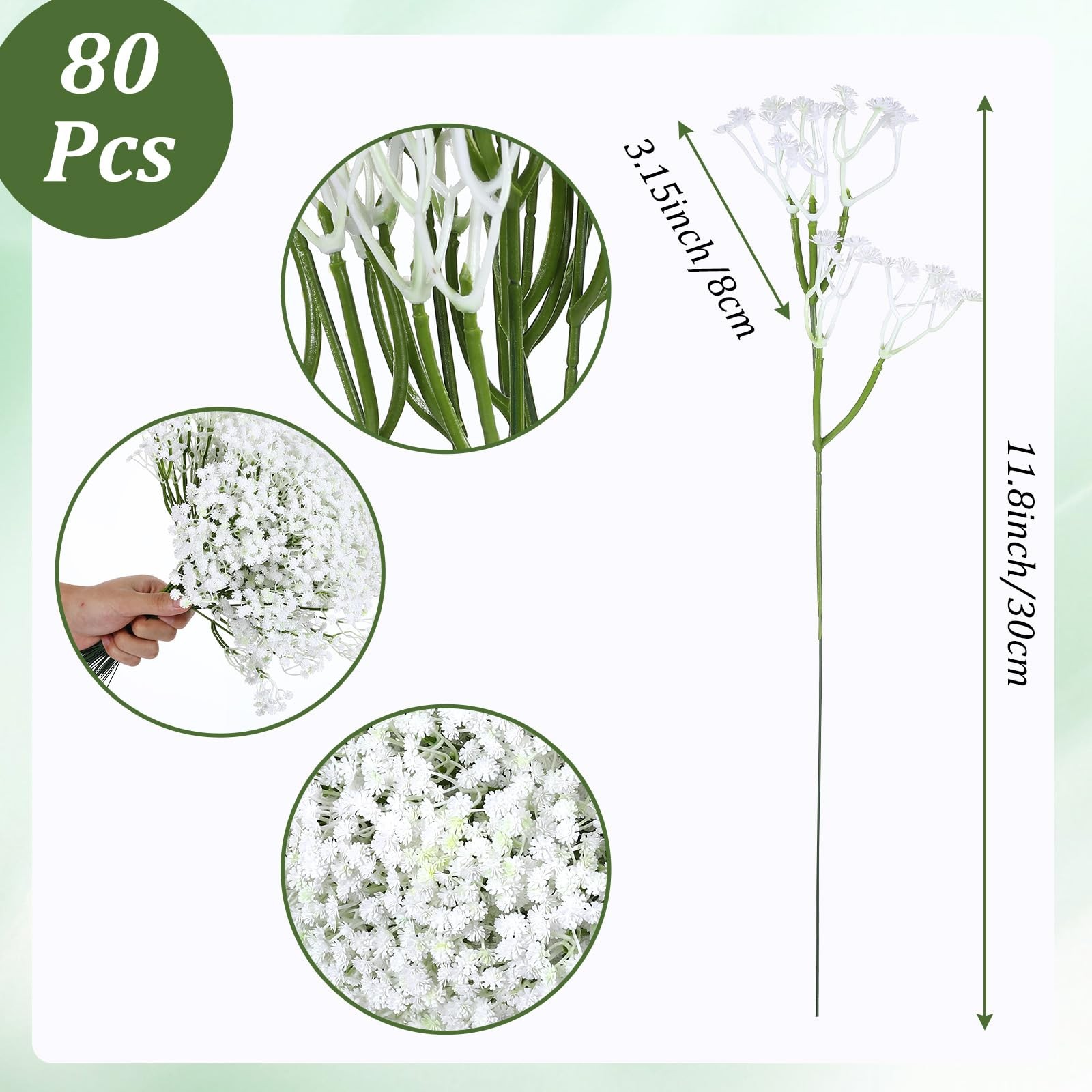 80 Pcs Babys Breath Artificial Flowers Plastic Baby Breath Flowers Bulk Faux …