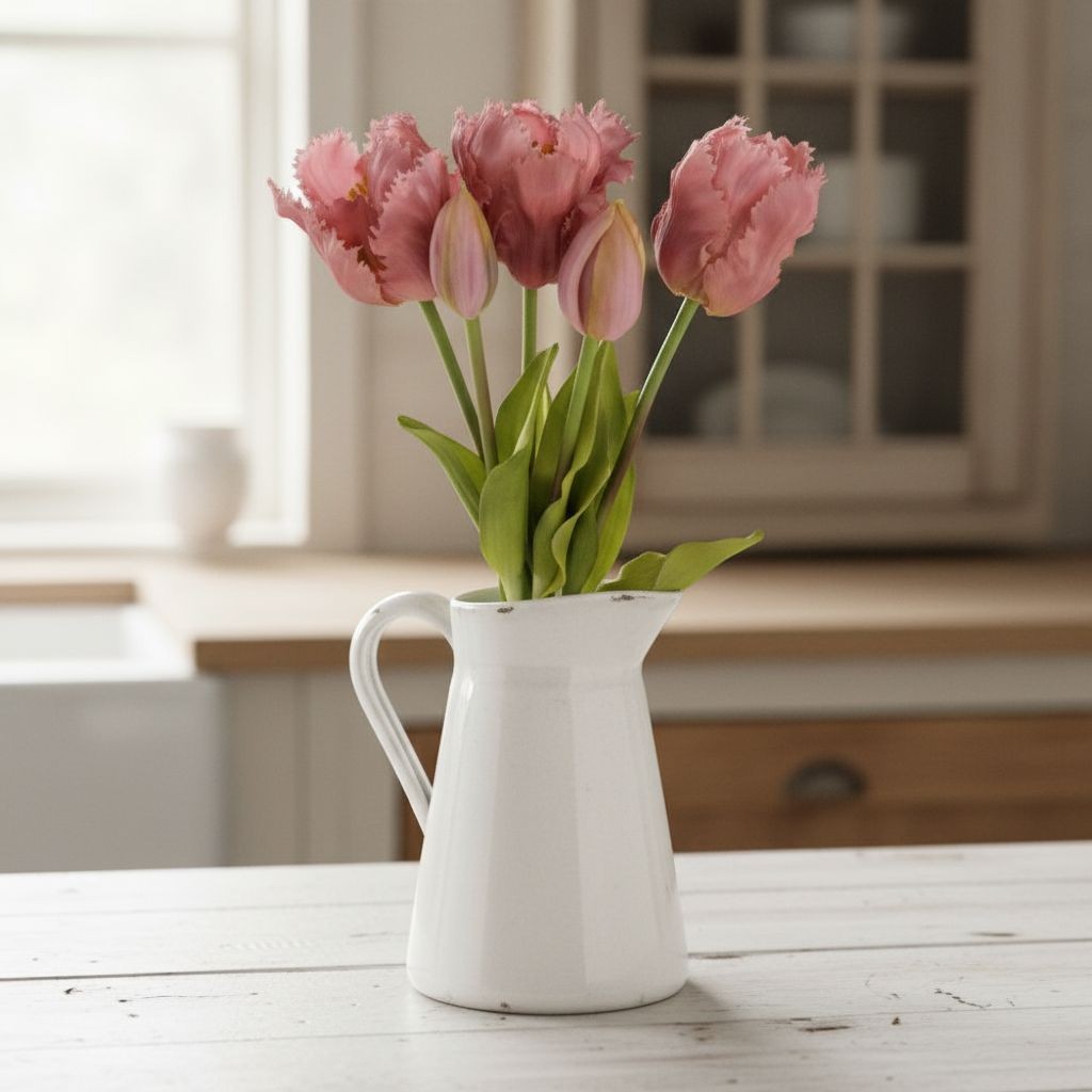 Artificial Tulip Bouquet 15 Inch Set of 5 Faux Spring Flowers Easter Wedding