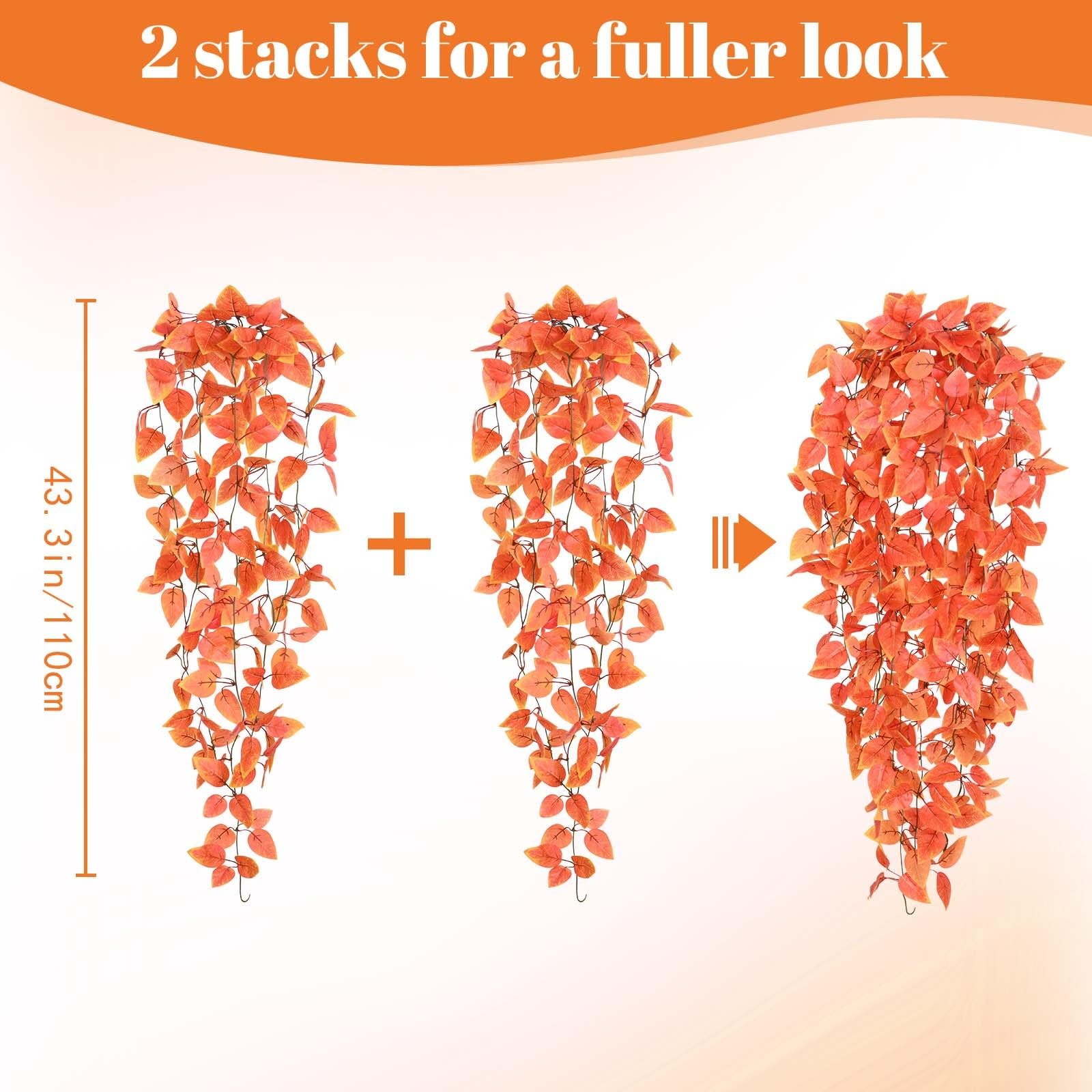 Fake Hanging Plants, 2pcs Artificial Hanging Plant, Faux Orange Vines Hanging…