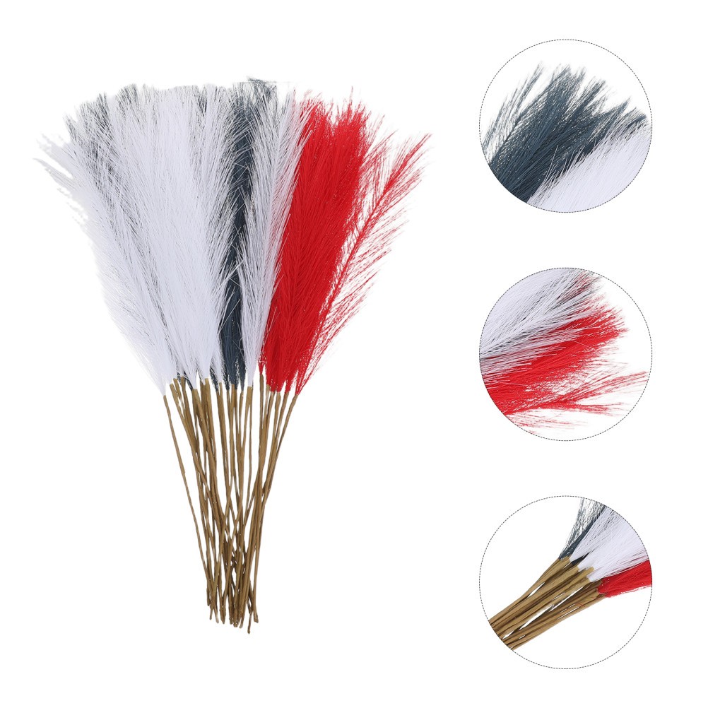30pcs Patriotic Artificial Stems, Faux Reed Grass