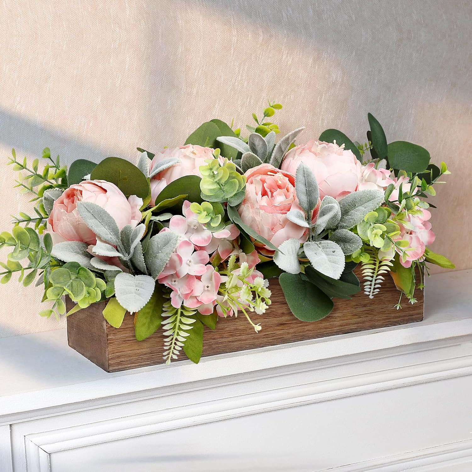 Pink Floral Centerpieces for Table, Pre-Made Artificial Peonies Hydrangea Center