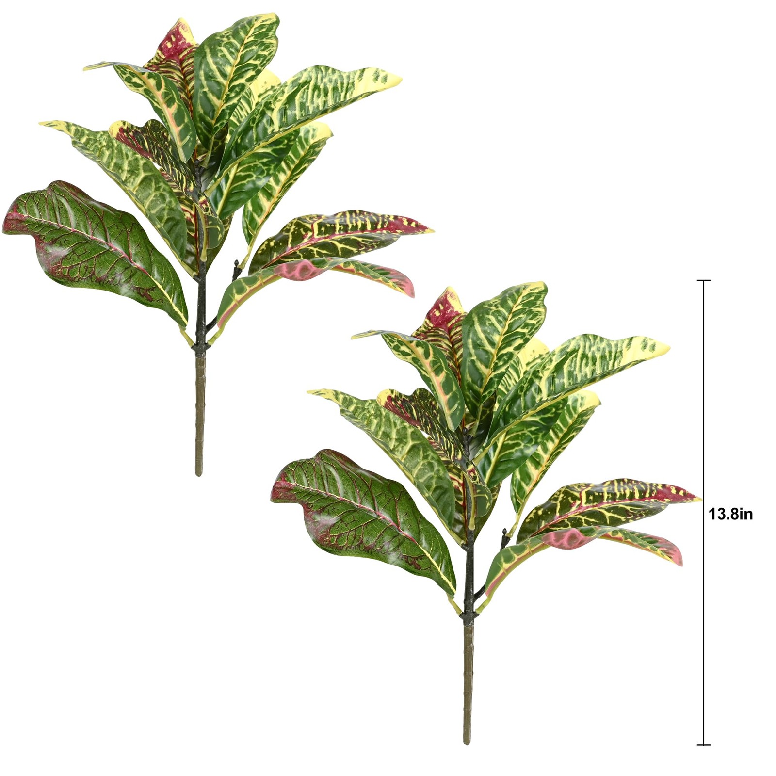 3 Pcs Artificial Croton Plant Leaf Branches Lifelike Tropical Houseplant Bush…