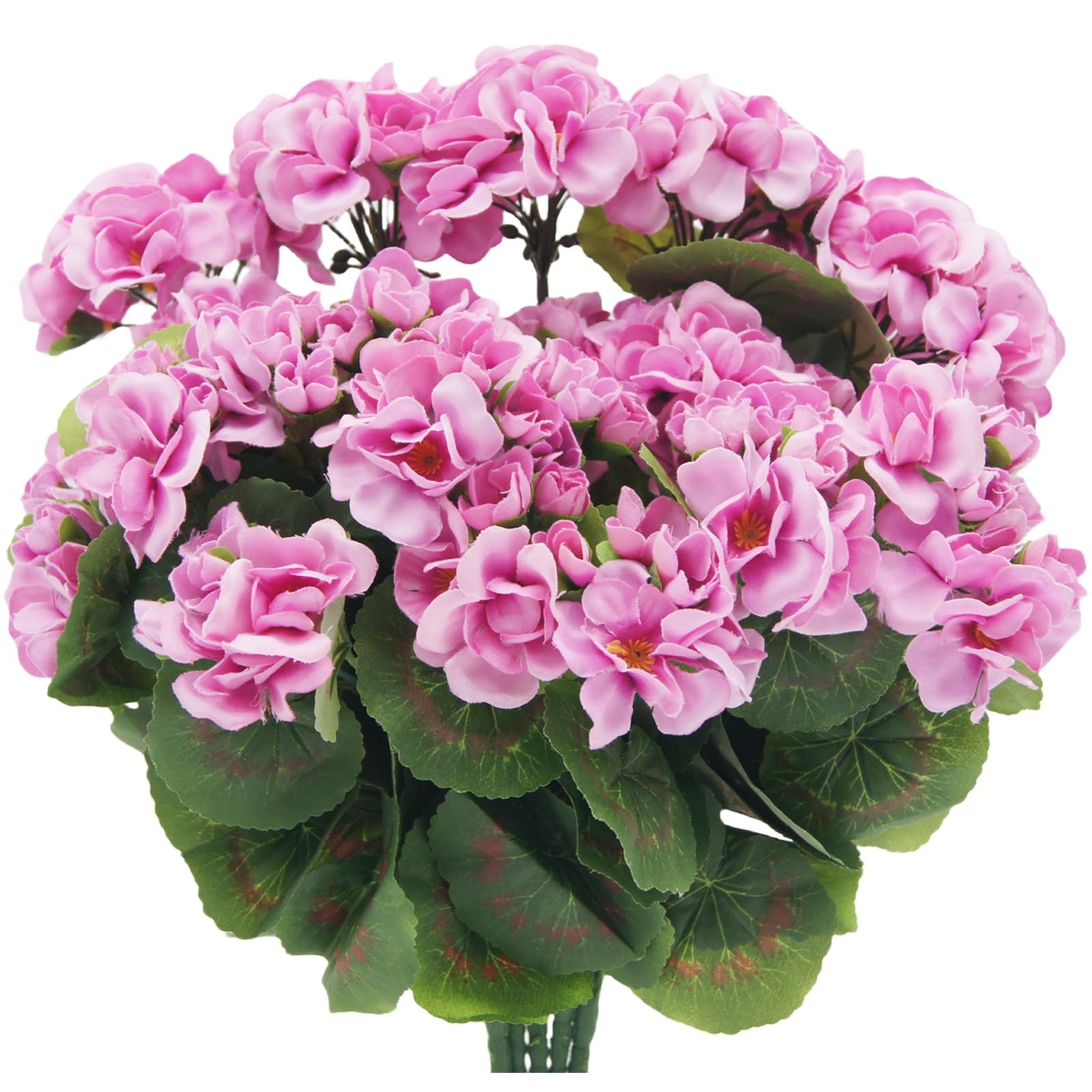 5PCS Artificial Geranium Silk Flowers for Outdoors UV Resistant Bush Faux Flo…