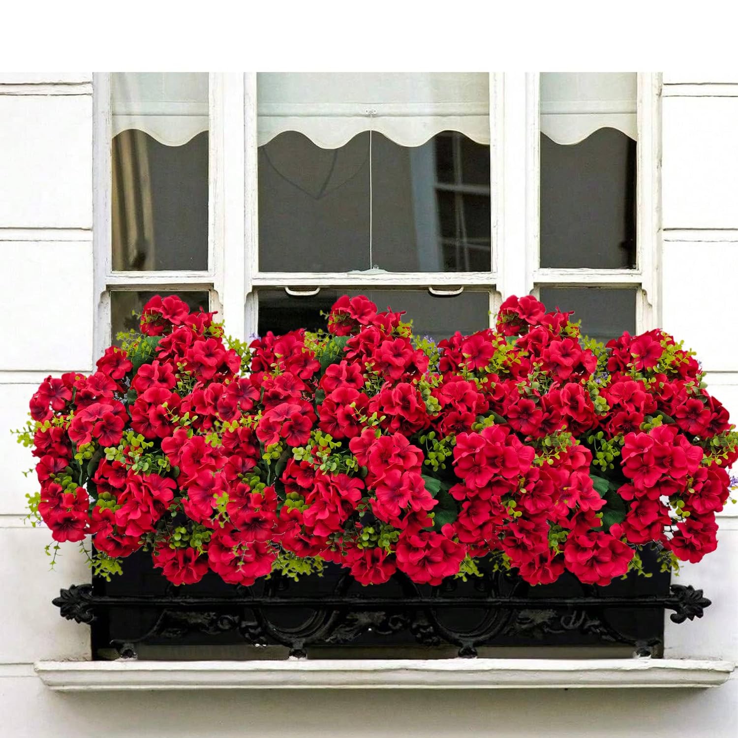 Artificial Geranium Flowers for Outdoor Decoration, 6 Bundles UV Resistant Silk