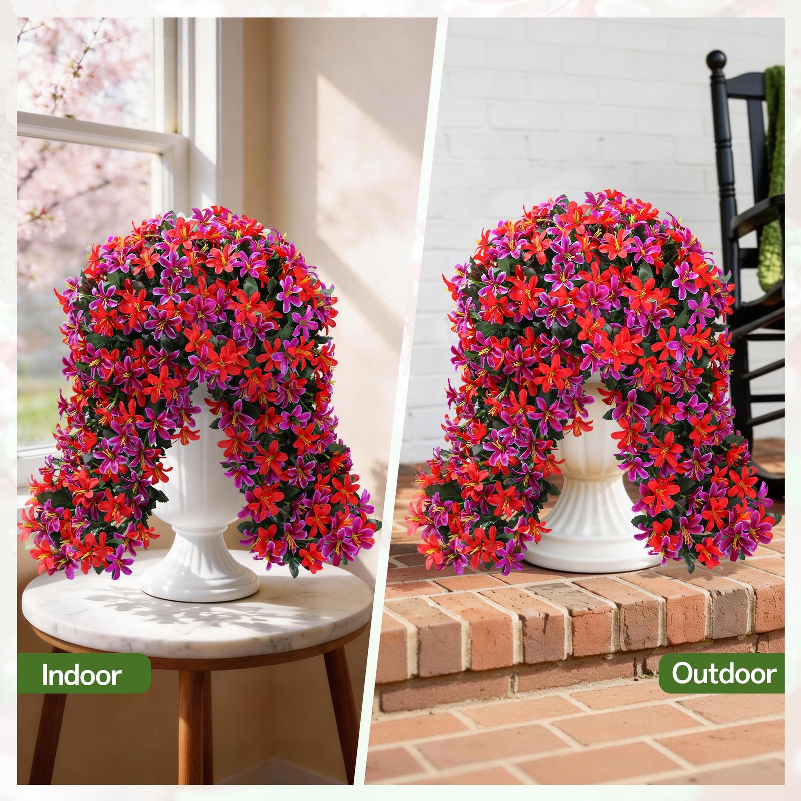 Artificial Lily Flowers for Outdoors Fake Hanging Flower Vines for Outside De…