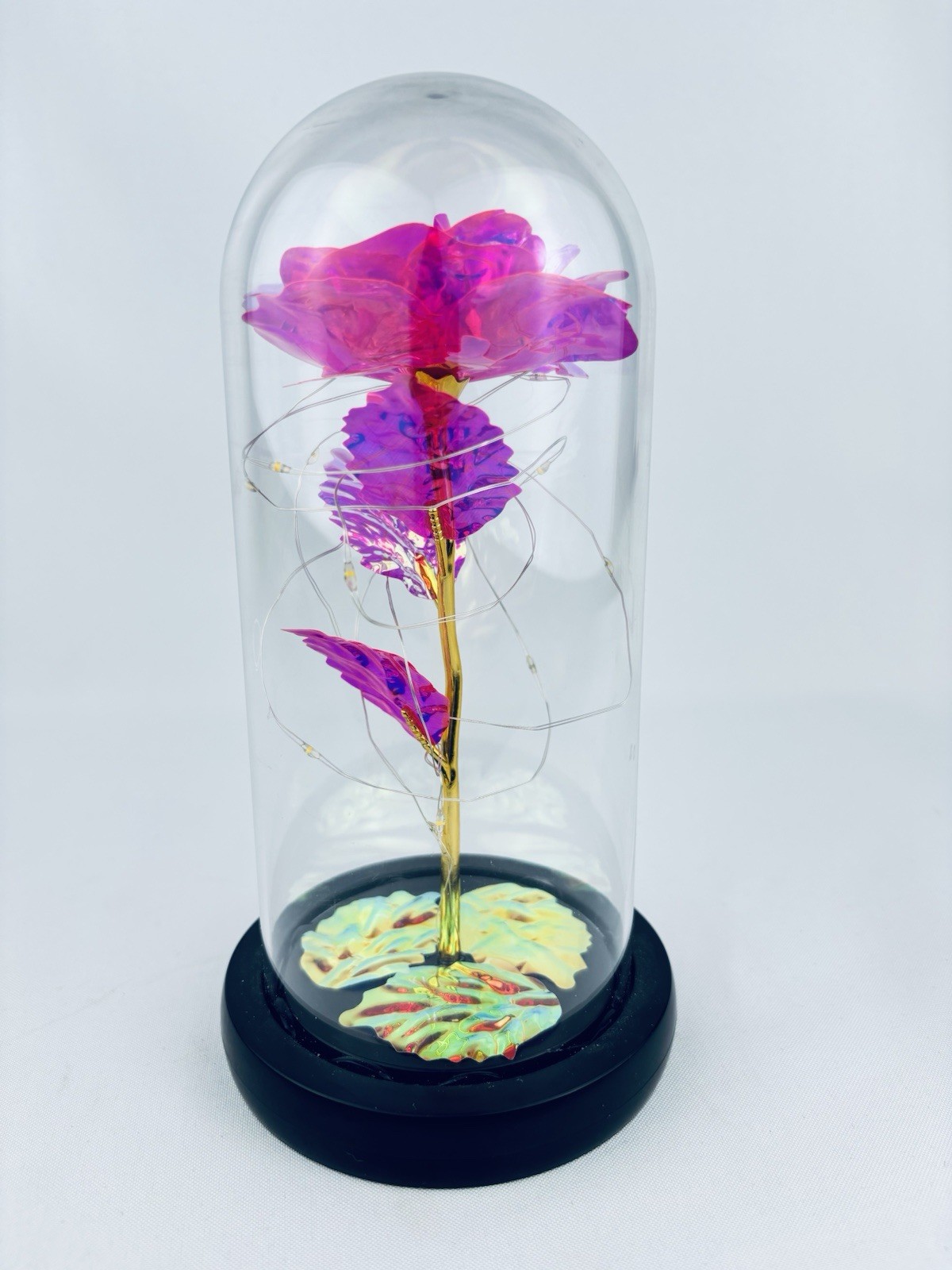 Enchanted Forever Rose Flower In Dome Glass LED Night Light Anniversaries Gift