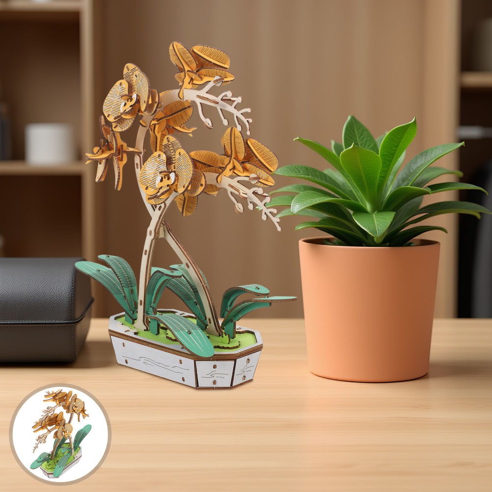 Wooden Floral Assembly Kit 3d Model Flower Artificial Phalaenopsis Bouquet