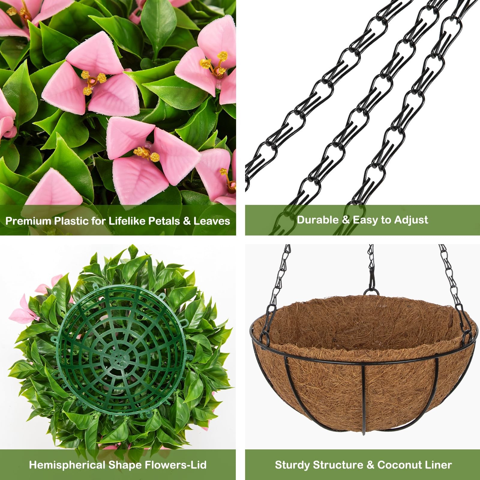 Artificial Hanging Flowers with Basket – Fake Bougainvillea Hanging Plant wit…