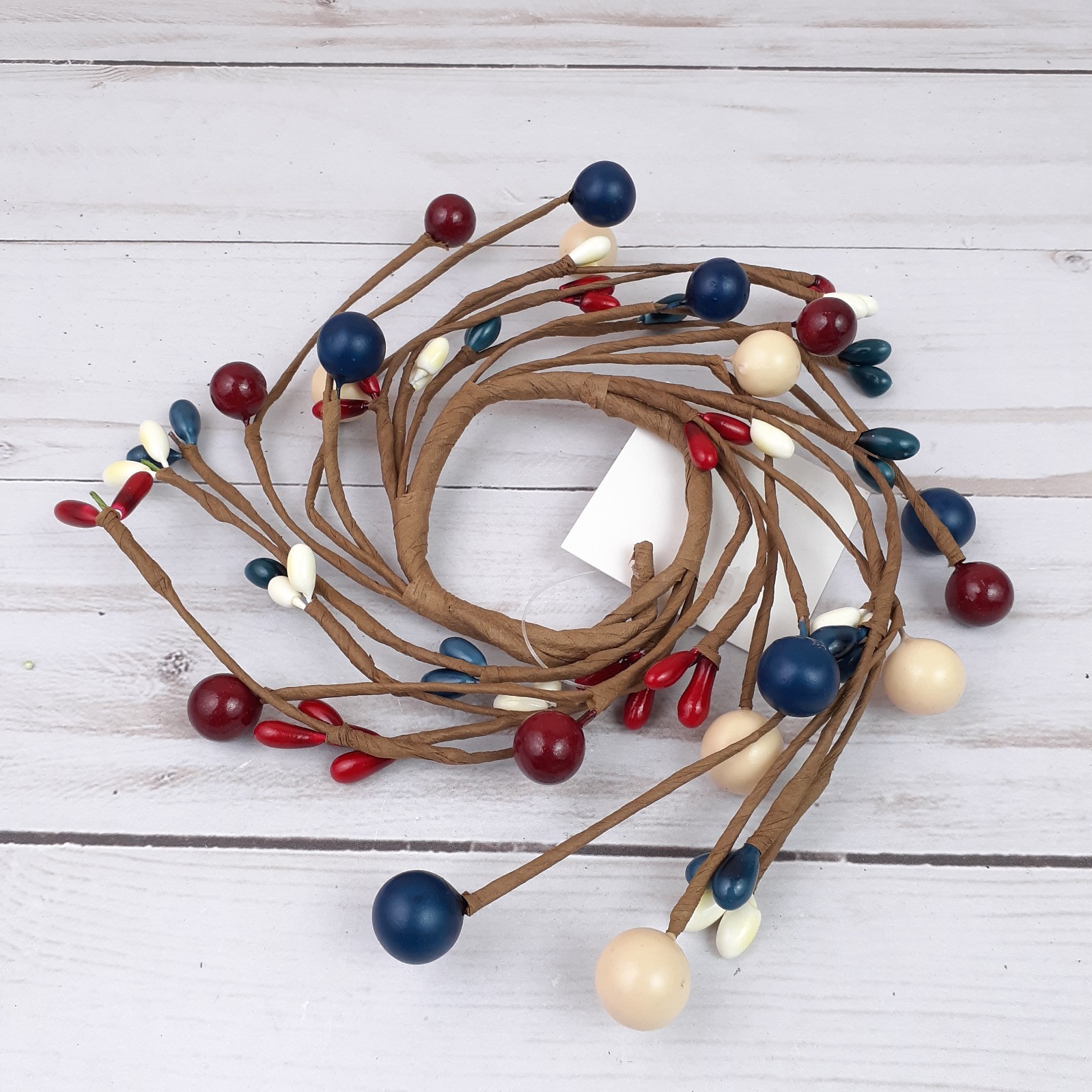 Americana Pip Berry Taper Candle Ring Red White Blue Ivory 1.5 inch inside