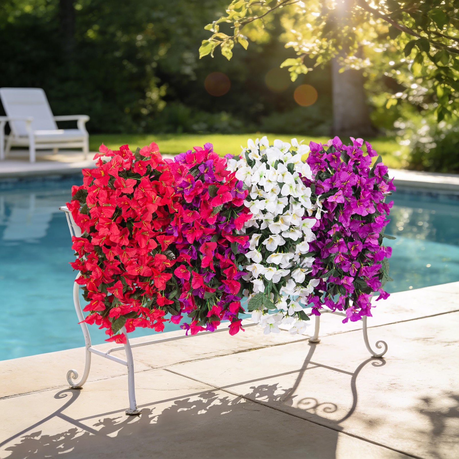 Fake Bougainvillea Artificial Flowers for Outdoors Decoration 2 pcs Faux Hang…