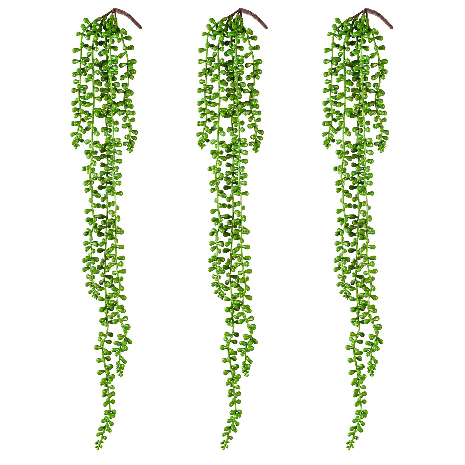 3PCS Artificial Succulents Hanging Plants,27.5 Inch Fake String of Pearls Gre…
