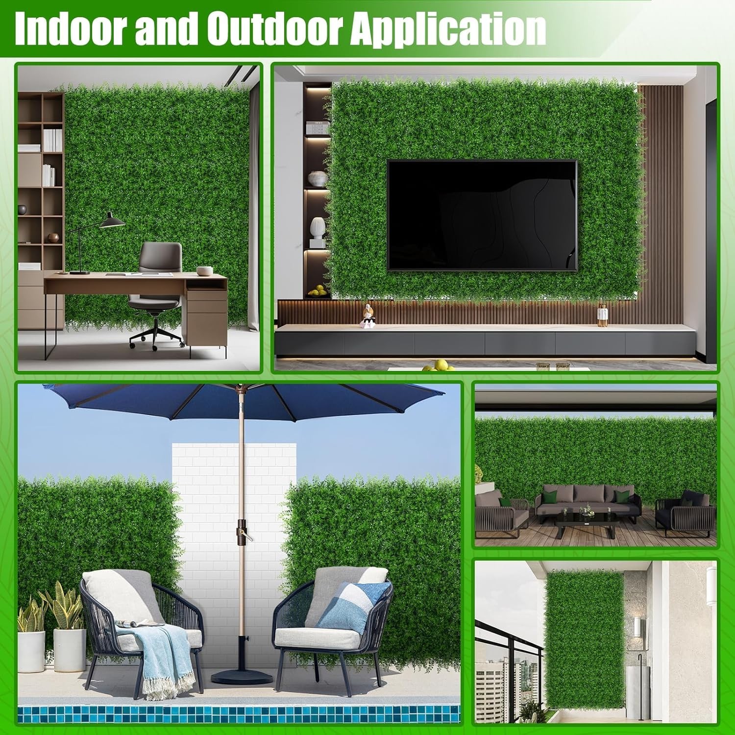 20″x20″ 12pcs Grass Wall Panels, Artificial Fern Grass Backdrop w/ UV Protection