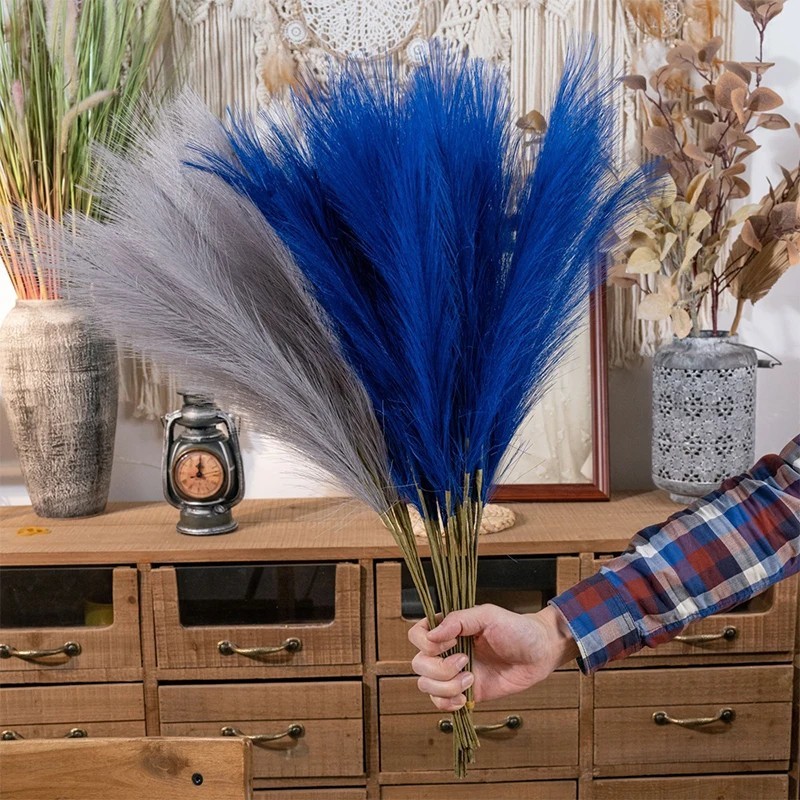 Fluffy Artificial Pampas Grass Bouquet Boho Fake Plant for Wedding Home Decor