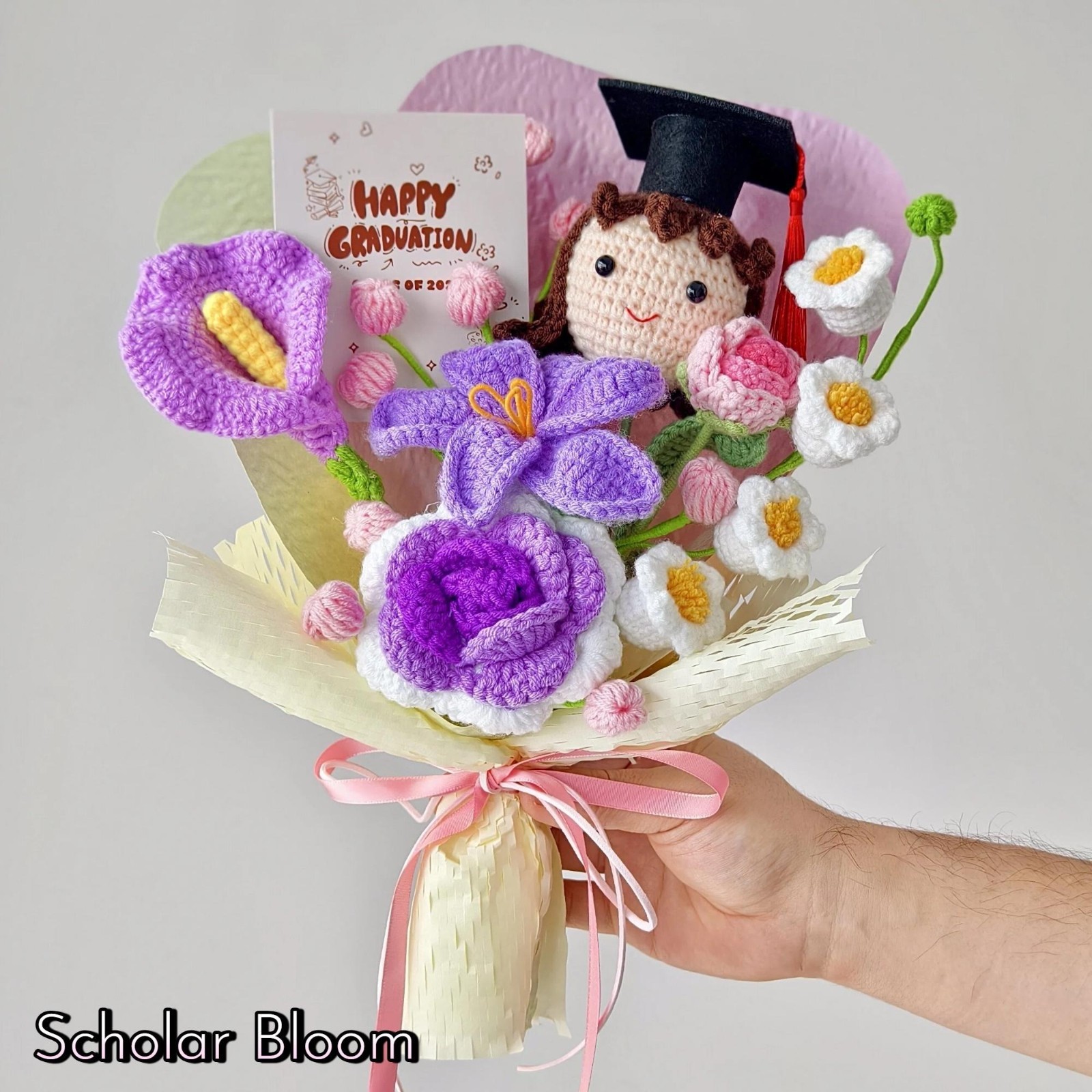 Crochet Graduation Doll Bouquet Handmade Class of 2026 Graduate Anniversary Gift