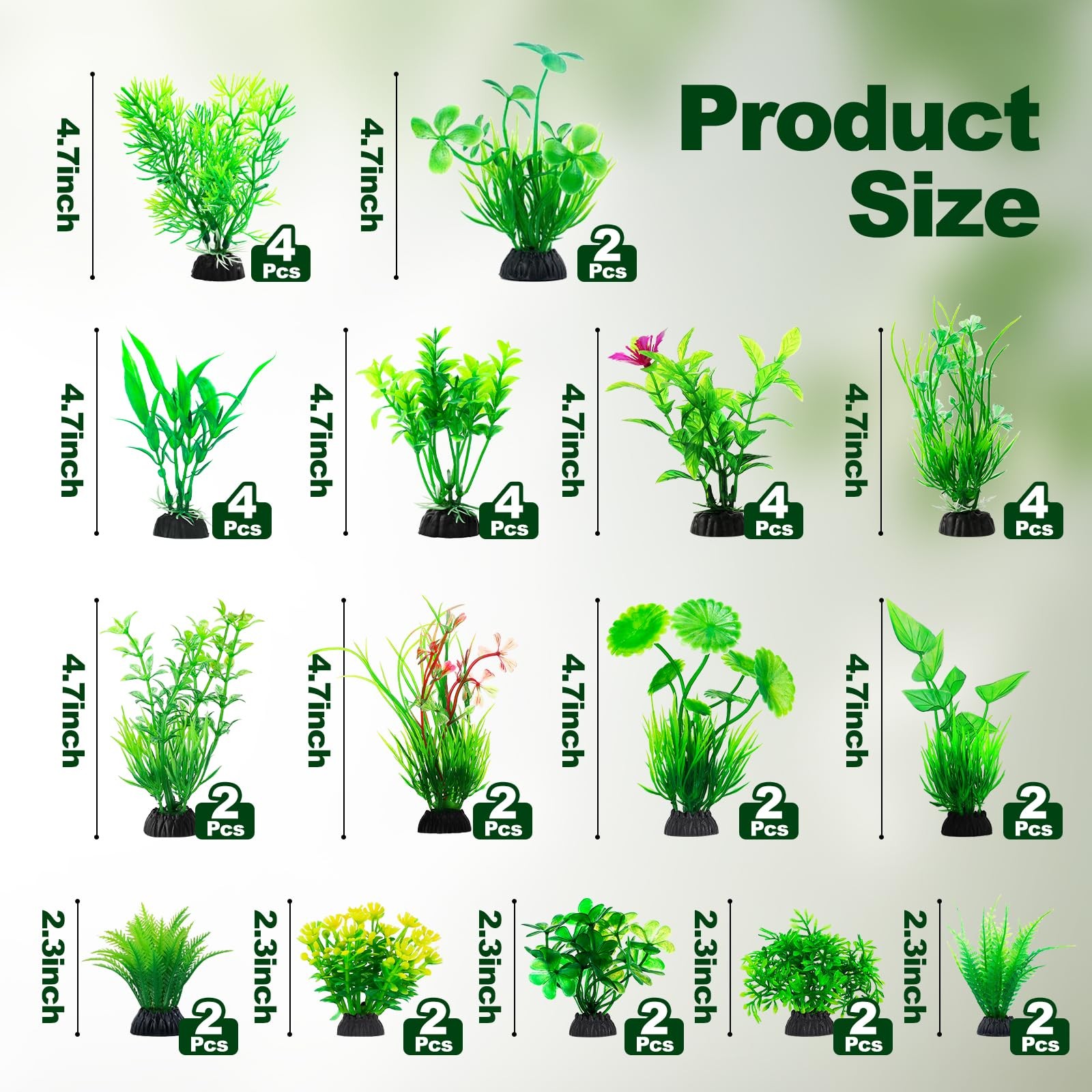 53 Pcs Fish Tank Accessories Aquarium Decorations Green Plants, Green Fish Ta…