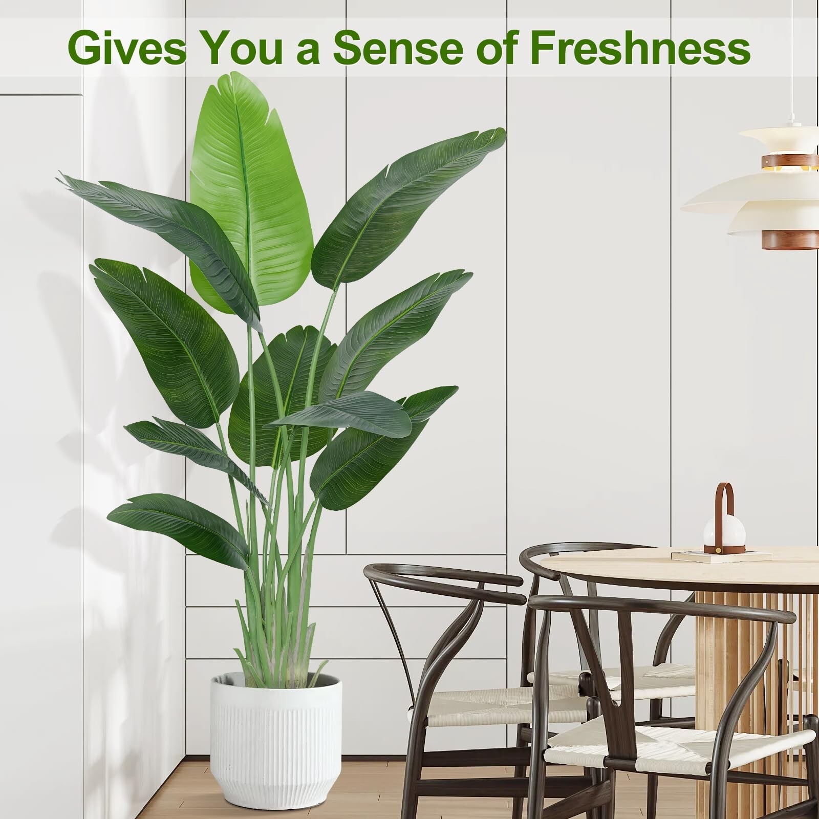 Lifelike Bird of Paradise Artificial Plant,5ft Faux Banana Leaf Tree with 10 …