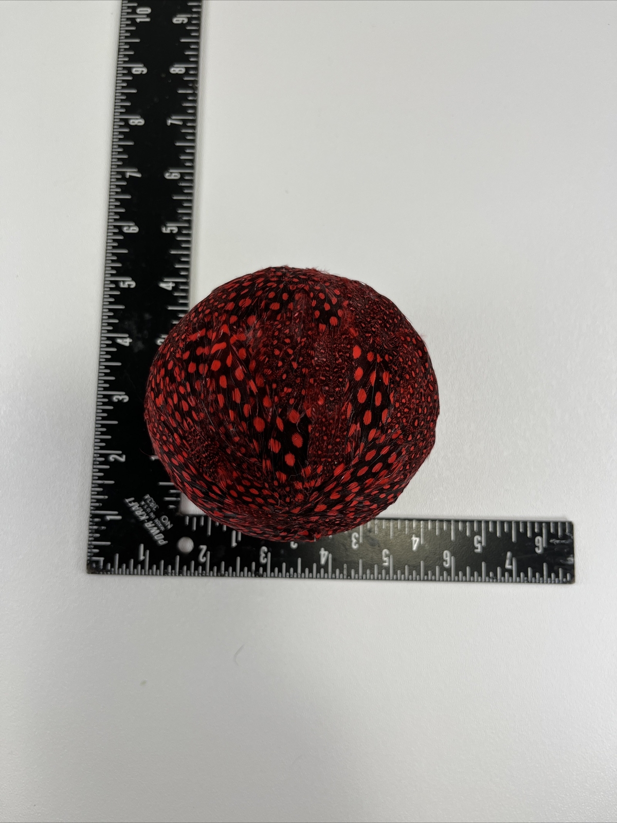 4 Red & Black Dyed Feather Spheres Home Decor Bowl Filler Foam Balls Ornaments