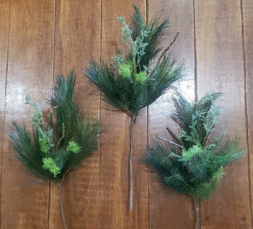 Lot Of 3 DESIGNER Realistic Mixed PINE CEDAR Filler Decor Branches 28″