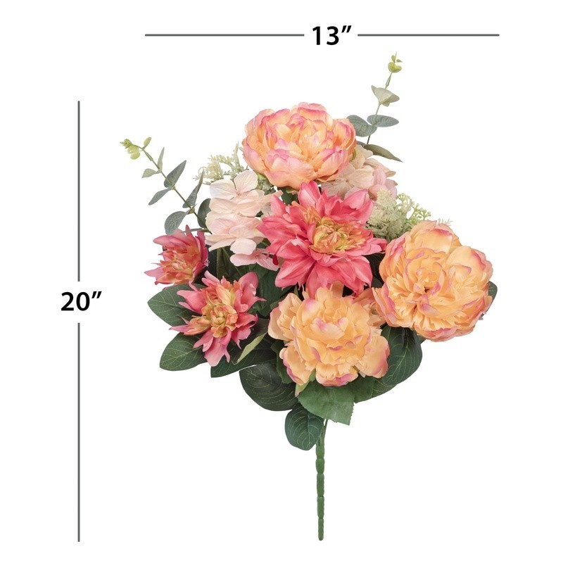 23 Artificial Flower Bouquet Peony Dahlia Eucalyptus Home Decor Centerpieces DIY