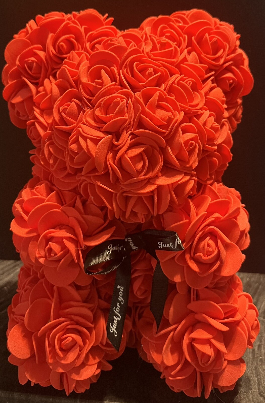 Valentines Rose Bear, Color Red, Size 9×6 1/2 In. New