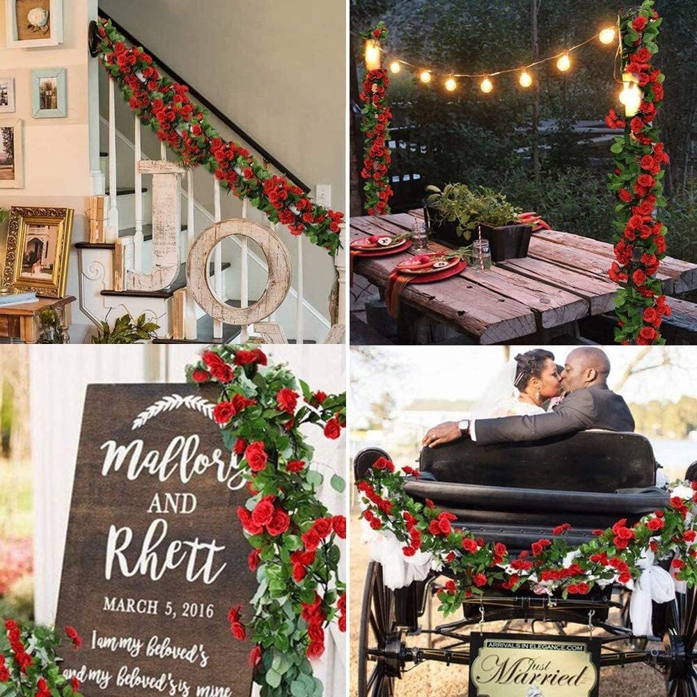 3PCS Artificial Rose Vine Flowers Plants Fake Vine Wedding Home Party Decor