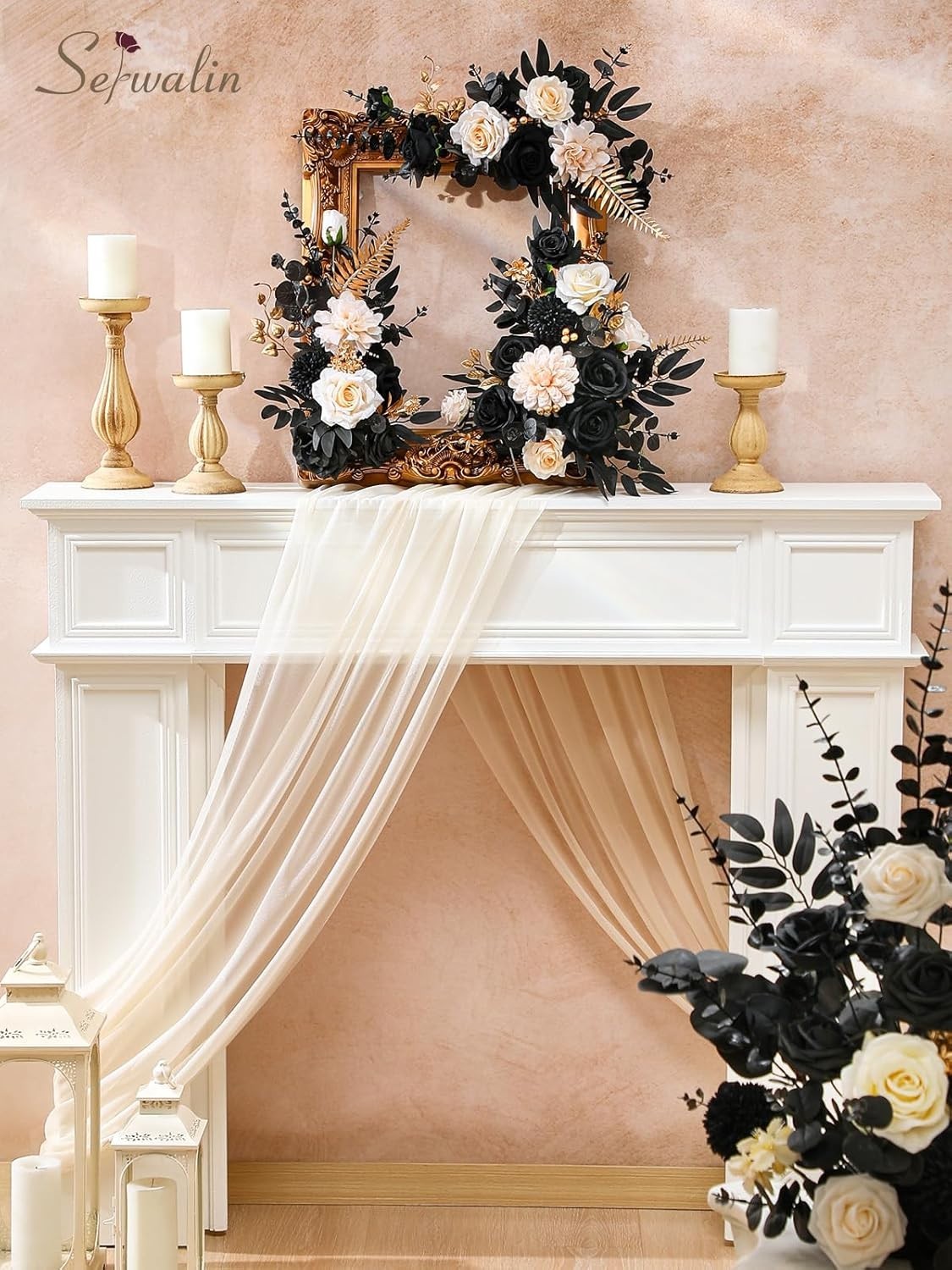Reusable Black & Gold Champagne Faux Flowers for Any Occasion – Washable Design