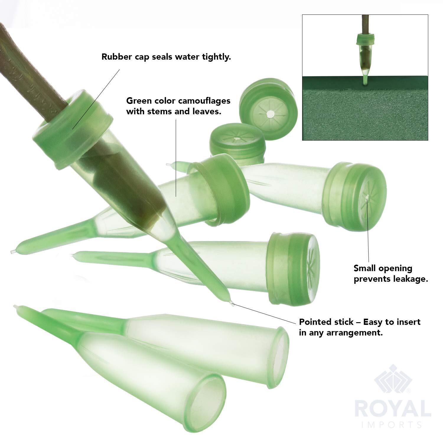 Floral Water Tubes/Vials for Flower Arrangements, Green – 2.5″ (1/2″ Opening)