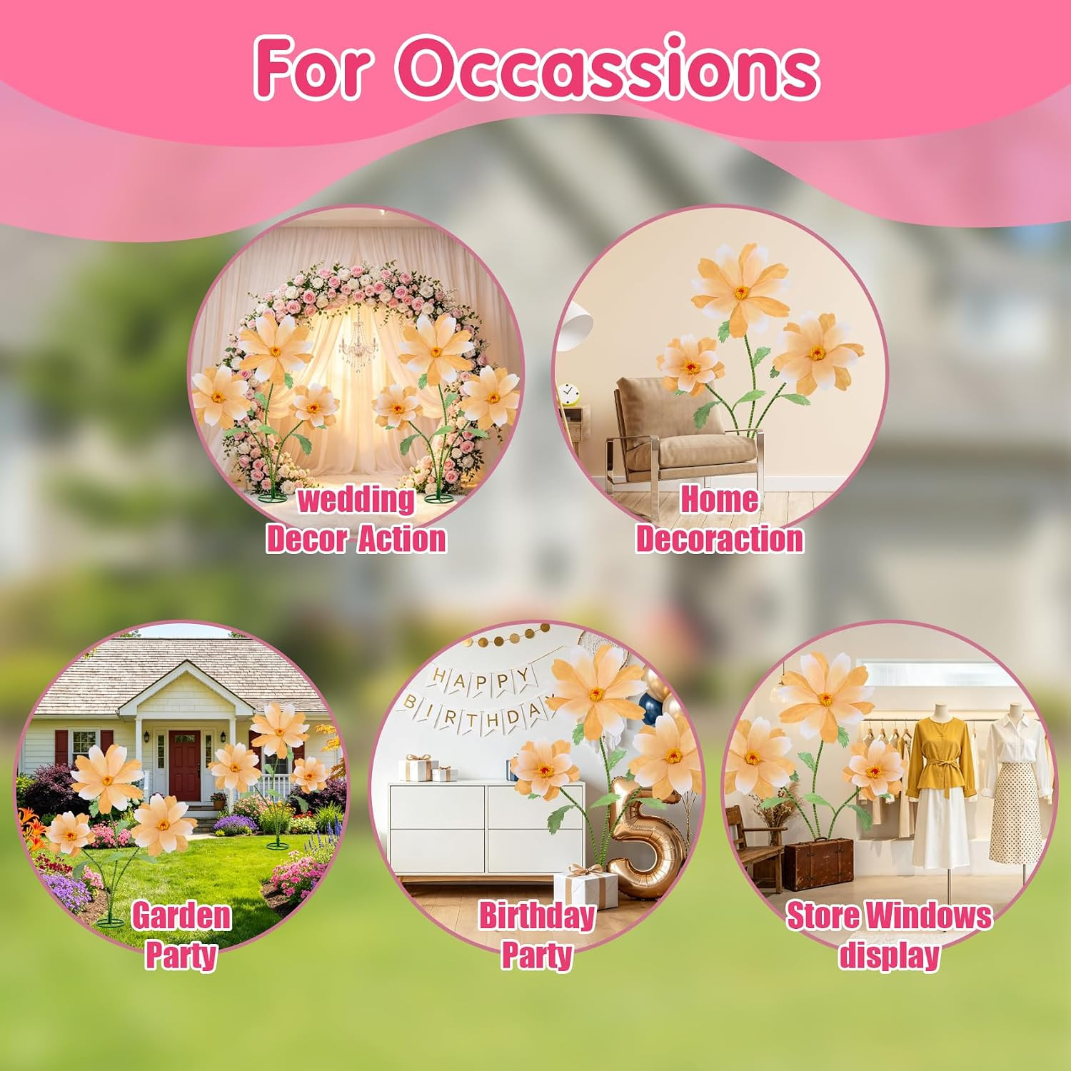 Giant Daisy Flowers for Decoration with Stand 5.9 Ft Big Flowers for Decorations