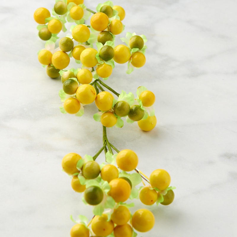 Factory Direct Craft Yellow and Green Artificial Flowering Berry Sprays