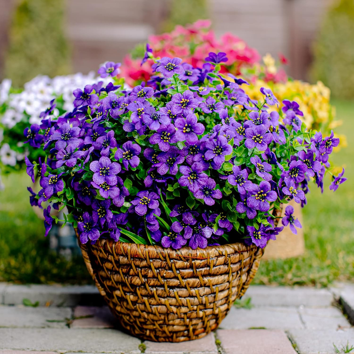 AXYLEX Artificial Flowers for Outdoors, 16 Bundles Fake Plants (Purple) | UV res