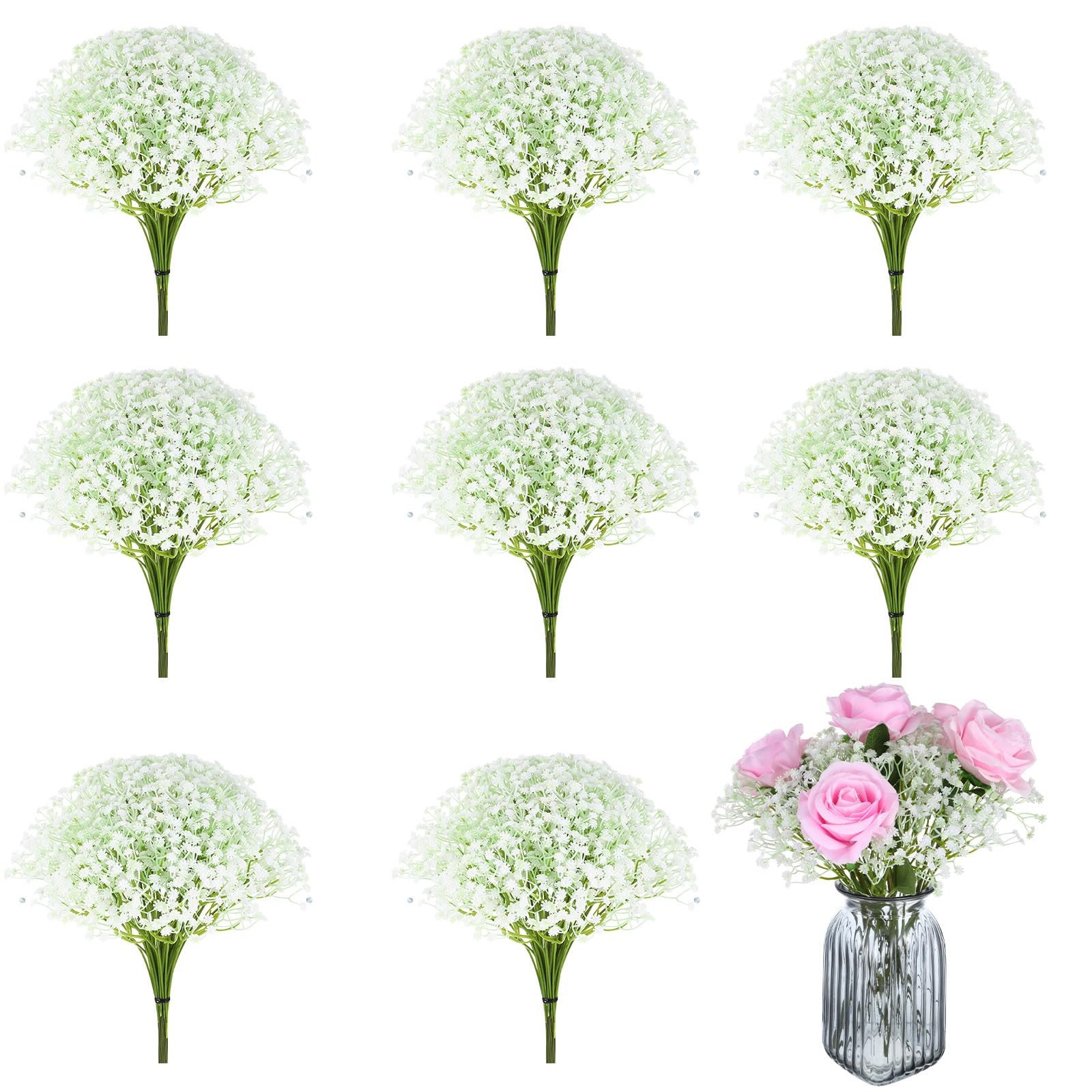 100 PCS Baby Breath Artificial Flowers Bulk Faux Bouquet White Arrangements