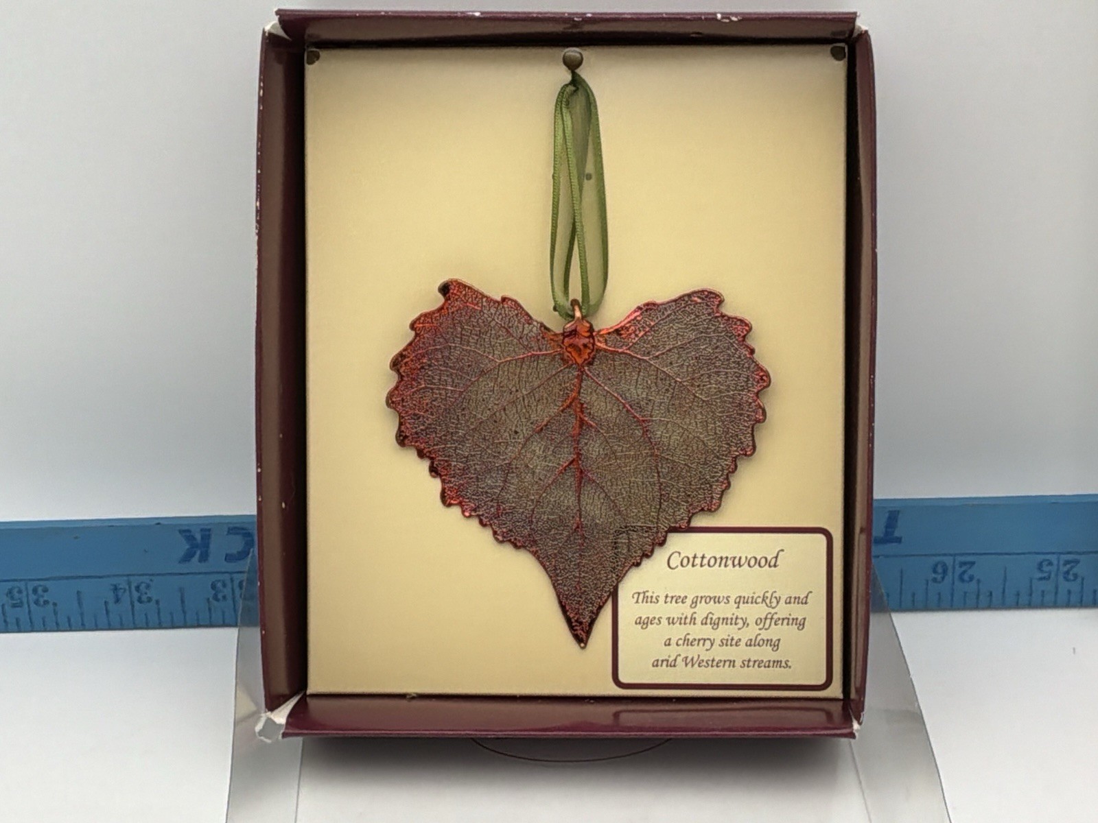 Vintage Cottonwood Leaf Ornament Nature To Treasure Rose Lady w Box