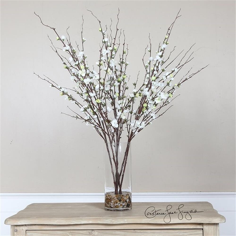 Uttermost Quince Blossom Silk Glass and Acrylic Centerpiece in Cream/Clear