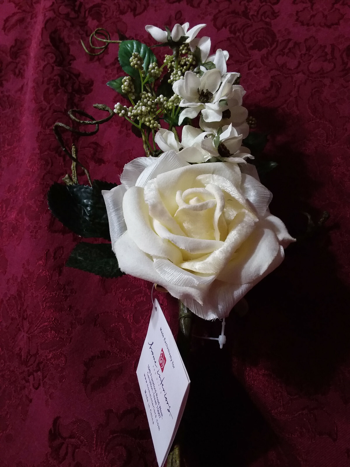 Home Interiors Silk White Rose Spray – NEW/FREE SHIPPING