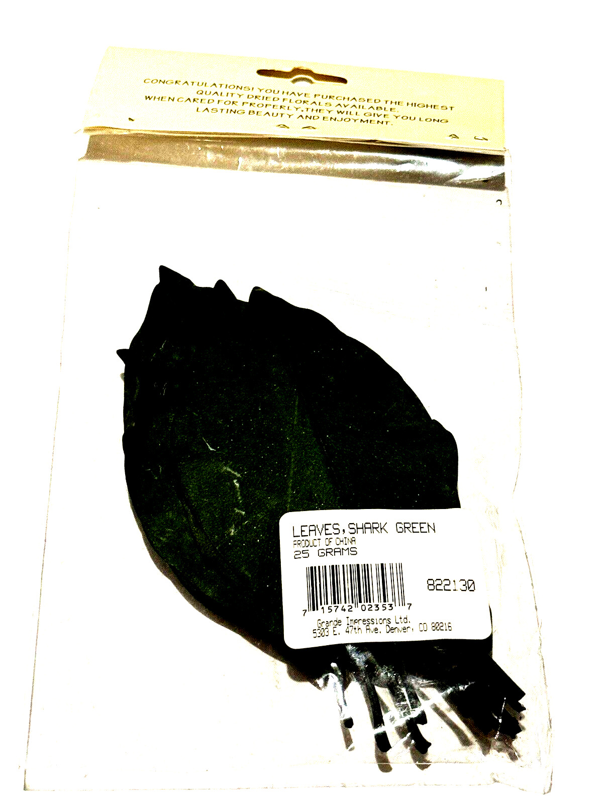 Grand Impressions Dried Florals Leaves Leaf Shark Green 822130 Wedding Craft NEW