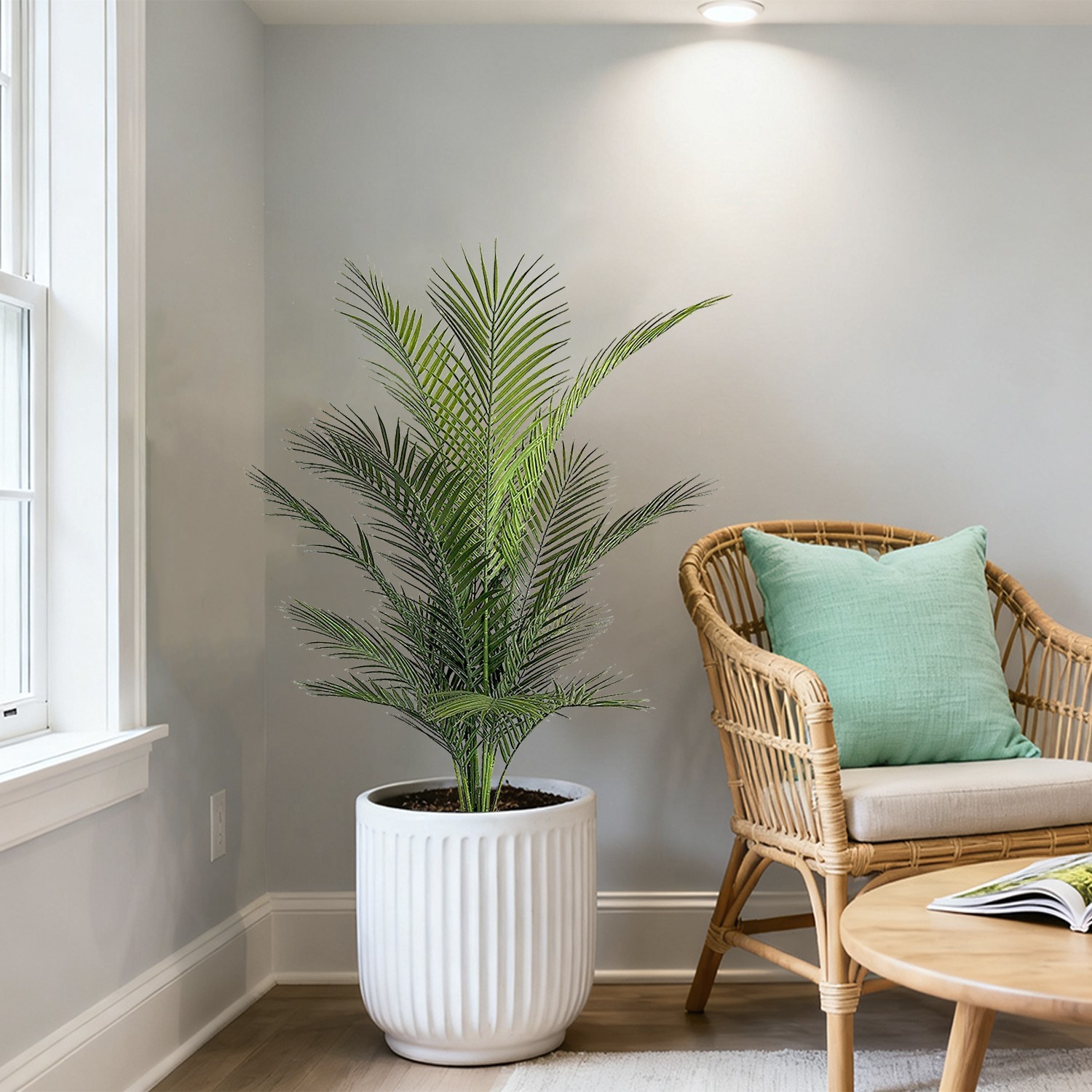 2 Pack 4FT Artificial Areca Palm Tree, Fake Tropical Indoor Outdoor Decorative