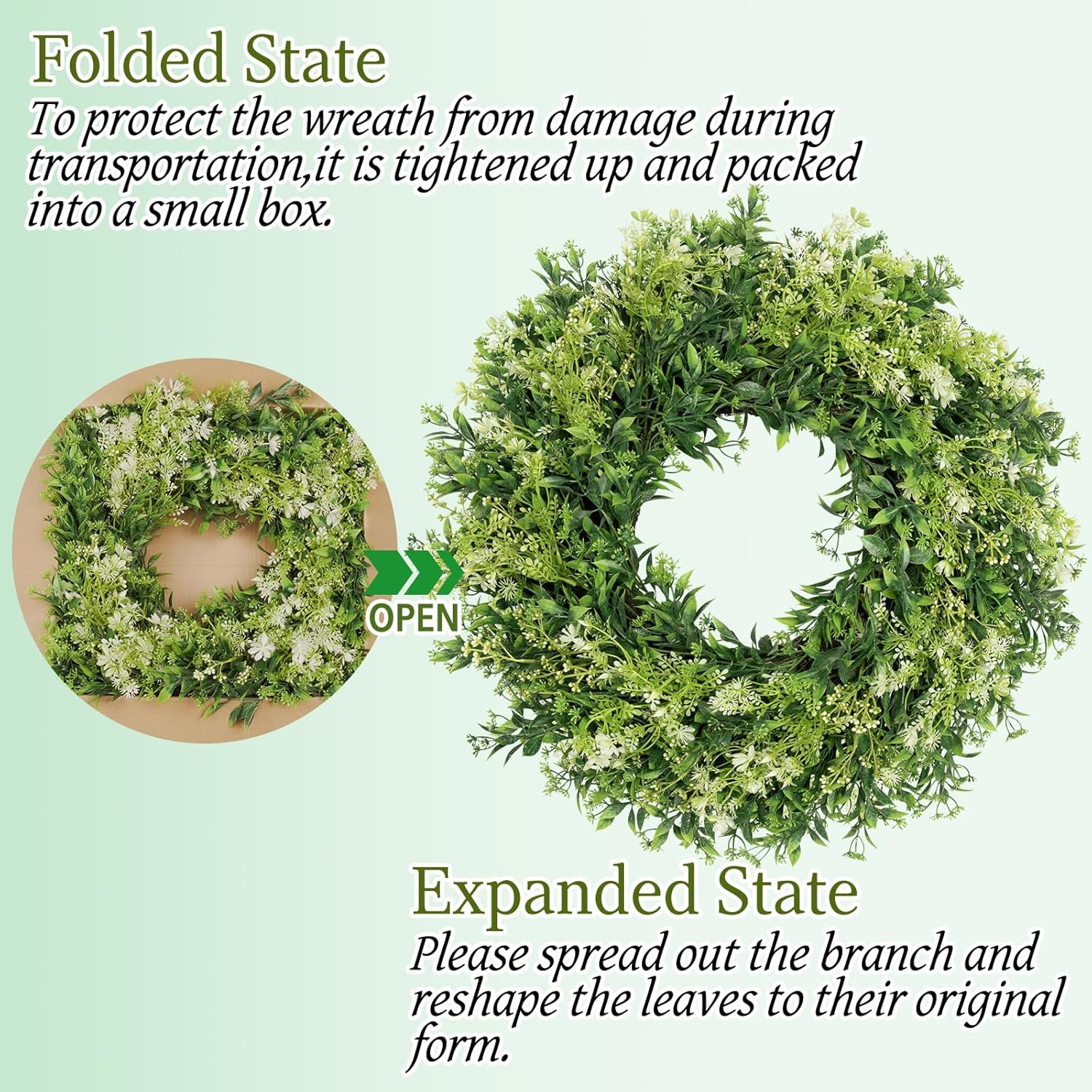 28 Inch Large Eucalyptus Wreaths for Front Door Artificial Green Leaves Greenery
