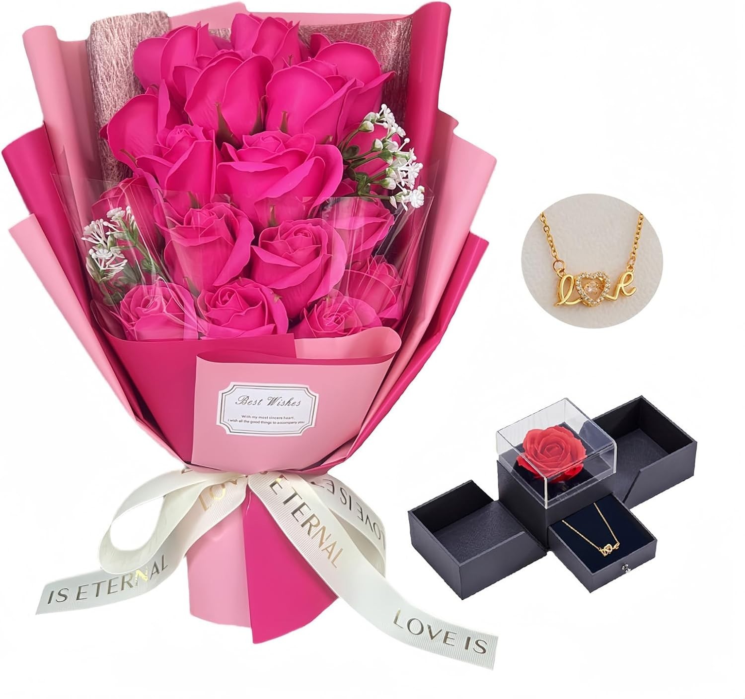 Exquisite Soap Rose Bouquet and Necklace Gift Box – Celebrate Every Occasion