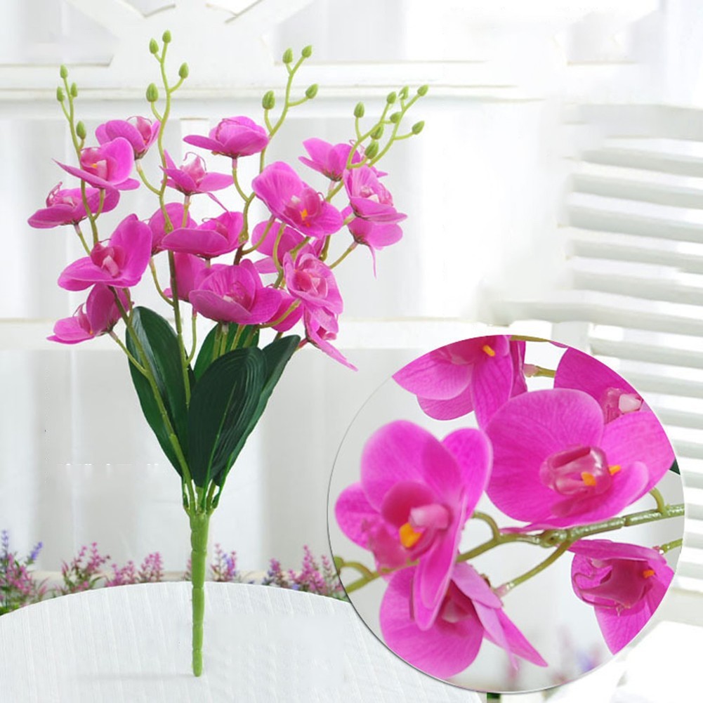 2pcs Artificial Phalaenopsis Orchid Flowers for Living Room and Office Decor