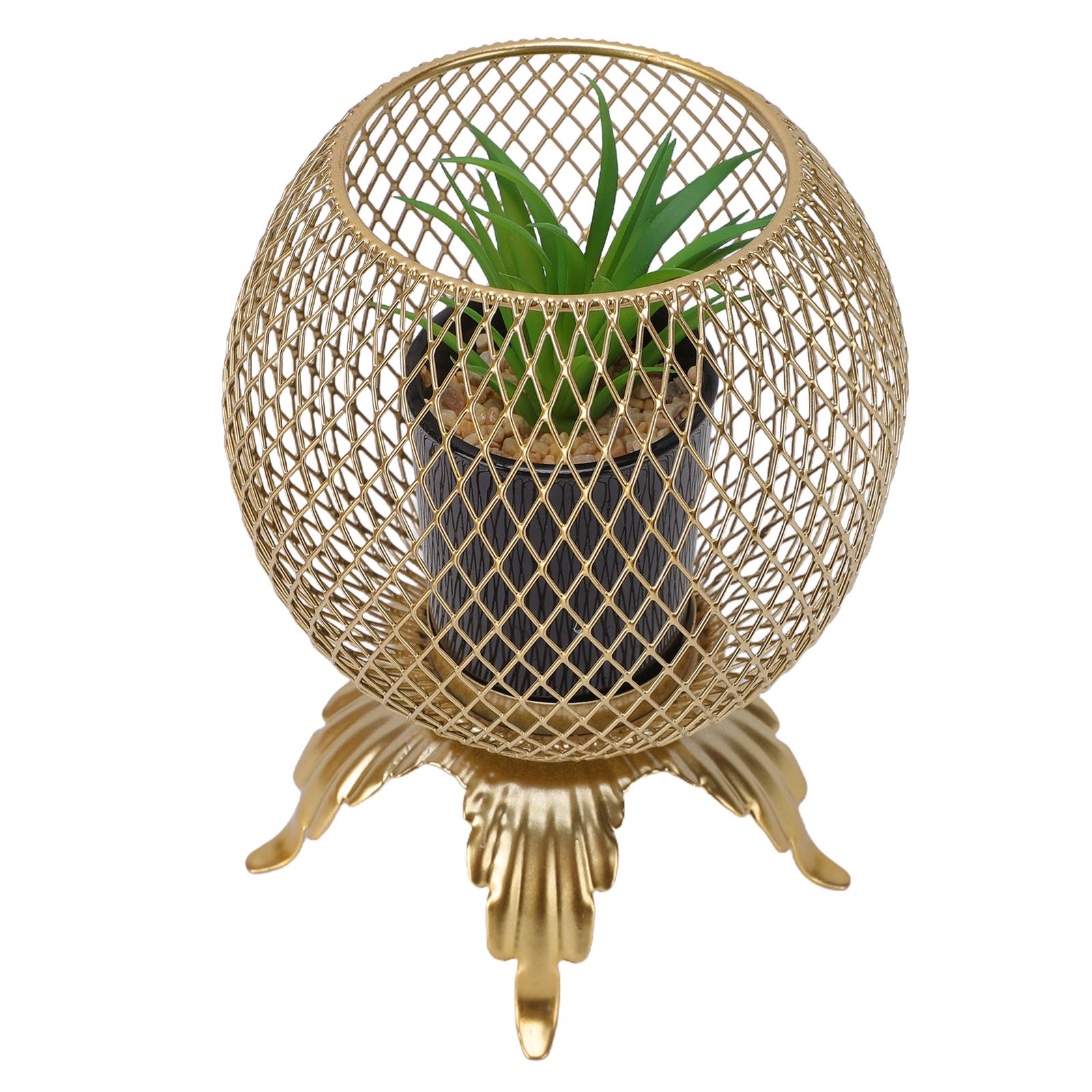 2-Decorative Fake Plant With Metal Cage Indoor Home Entryway Decor
